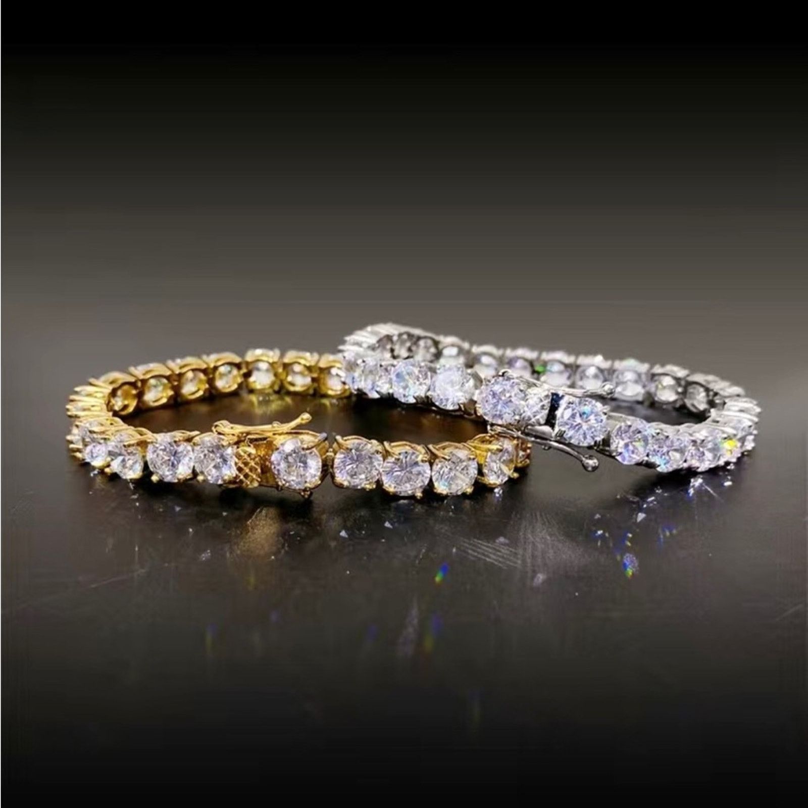 Jewelry Men’s 5mm round cubic zirconia 14k GP bracelet 7” Size ONE SIZE - 5 Thumbnail