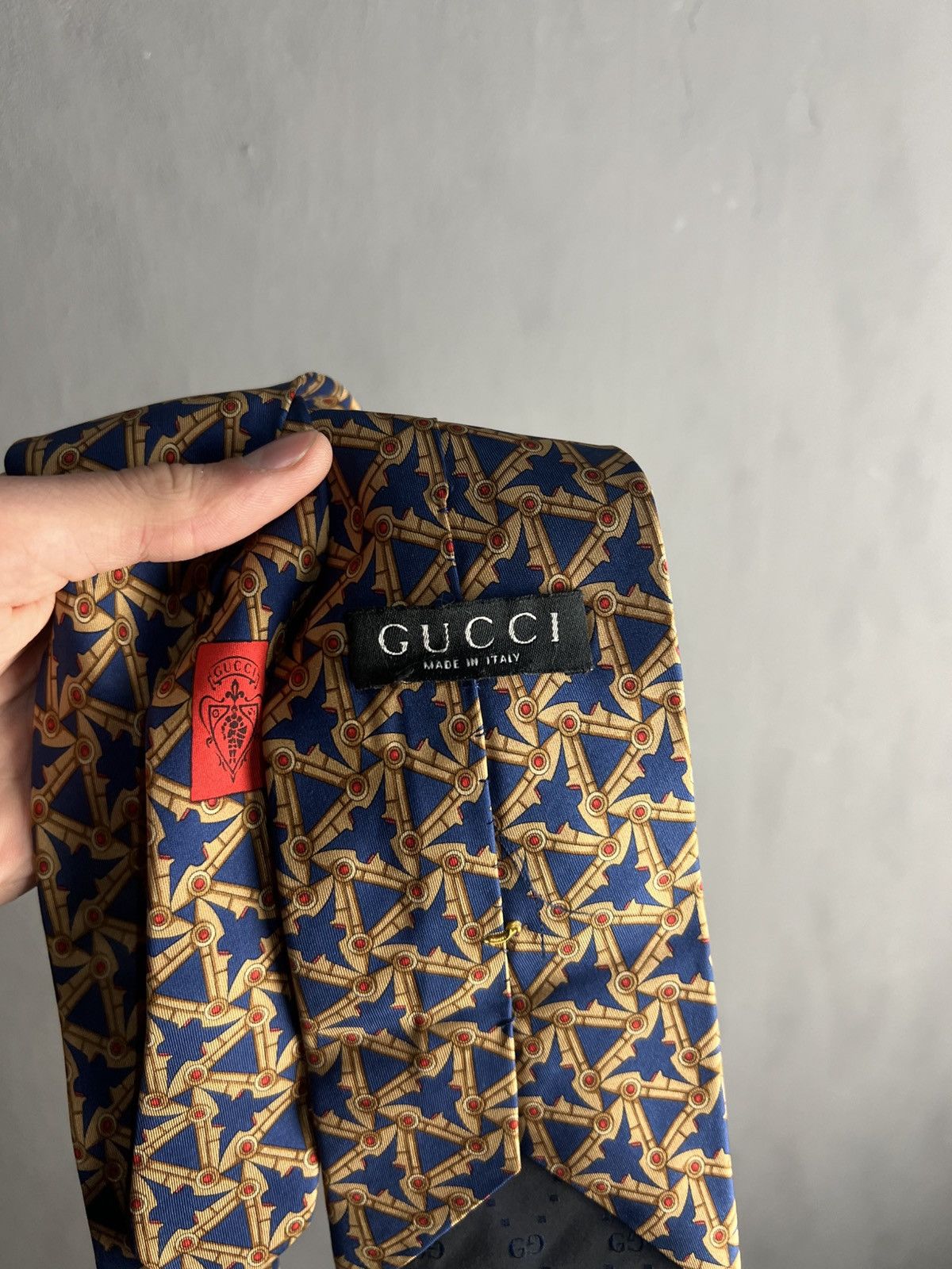 Gucci Gucci Tie Vintage Luxury Logo Silk monogram overprint Size ONE SIZE - 6 Thumbnail