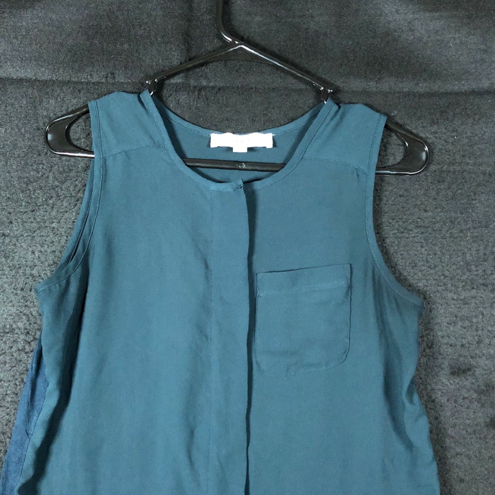 Loft LOFT Womens Blouse Dark Teal Sleeveless Button Down Crew Neck Lightweight XS Size XS / US 0-2 / IT 36-38 - 2 Thumbnail