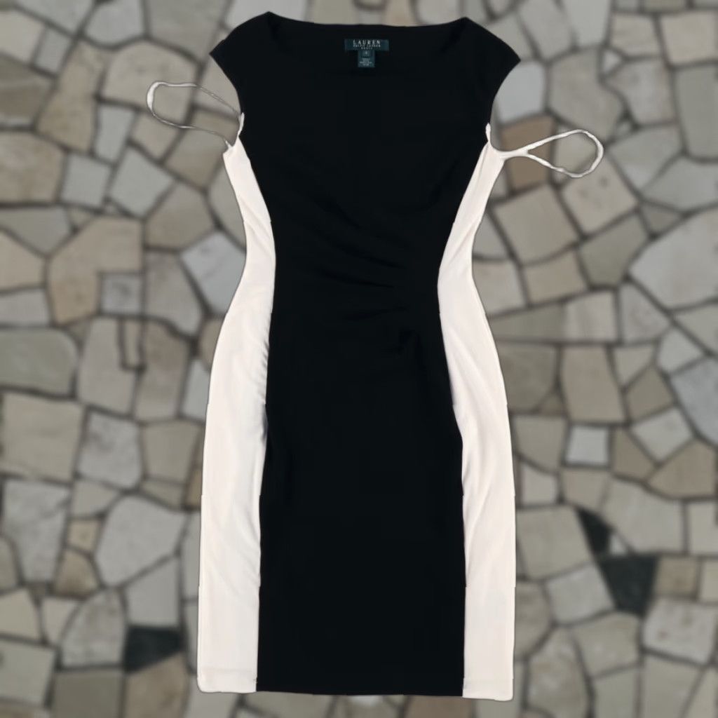 Ralph Lauren Lauren Ralph Lauren Dress Women's Midi Bodycon Colorblock Black 2 Size XS / US 0-2 / IT 36-38 - 1 Thumbnail