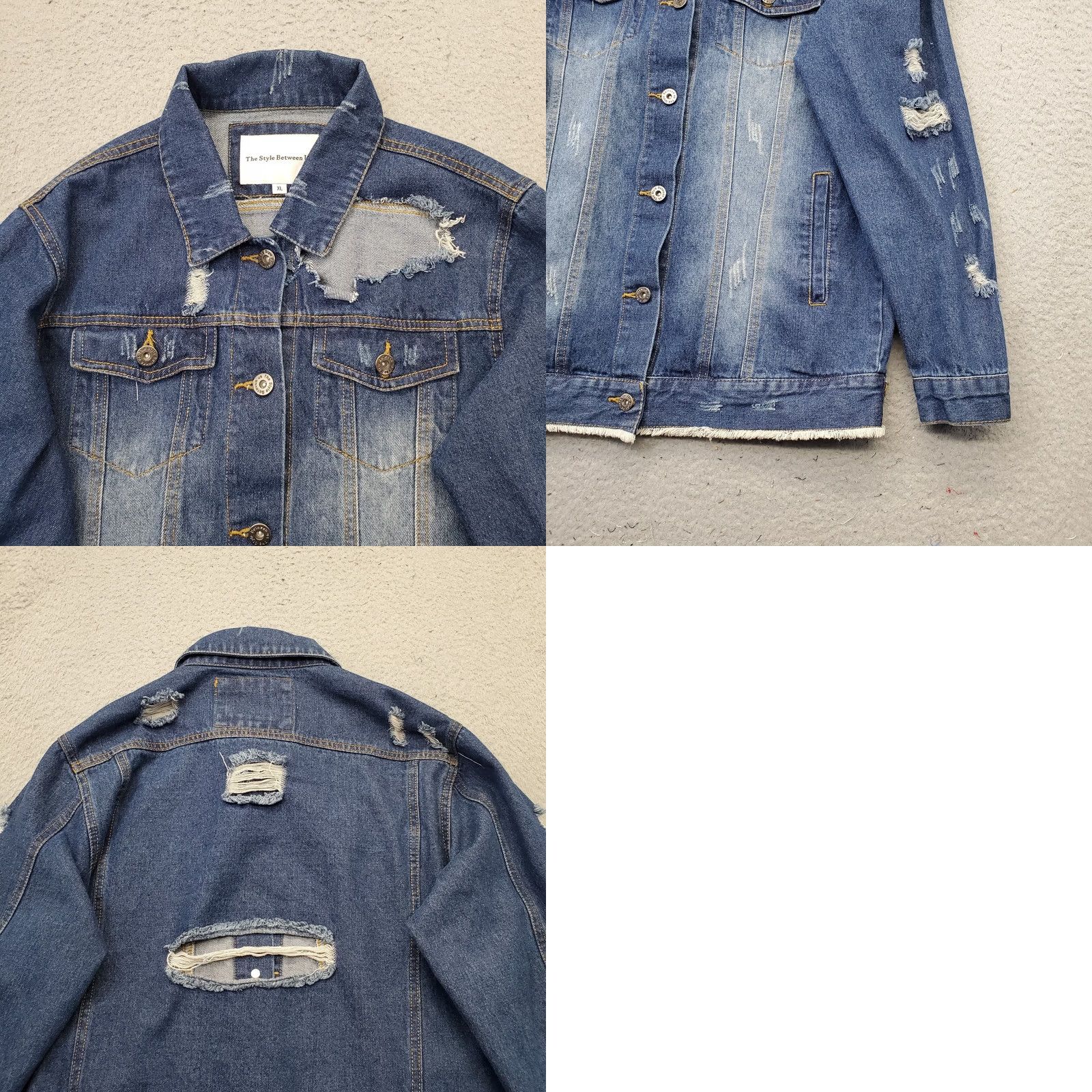 Denime The Style Between Us Denim Trucker Jacket Women XL Blue Distressed Button Front Size XL / US 12-14 / IT 48-50 - 8 Thumbnail