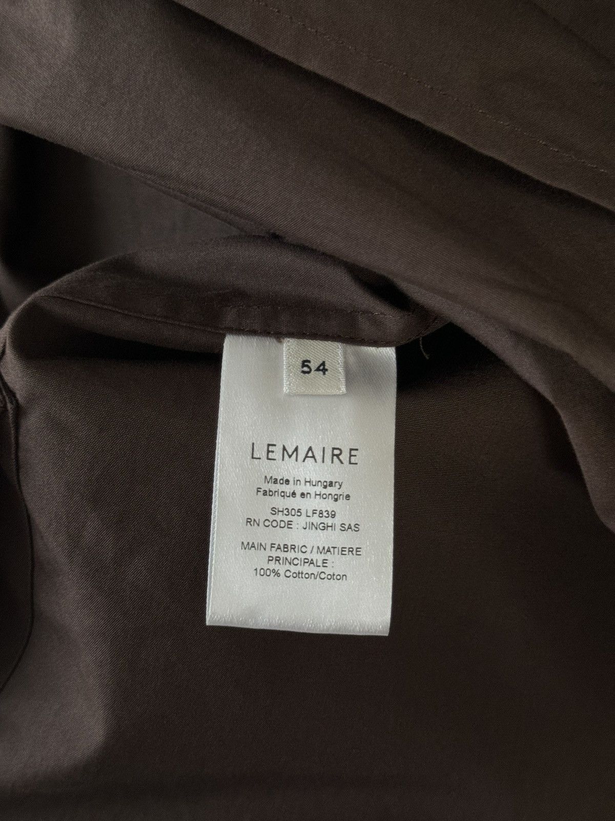 Lemaire Twisted Shirt in Brown Cotton 54 Size US XXL / EU 58 / 5 - 15 Thumbnail