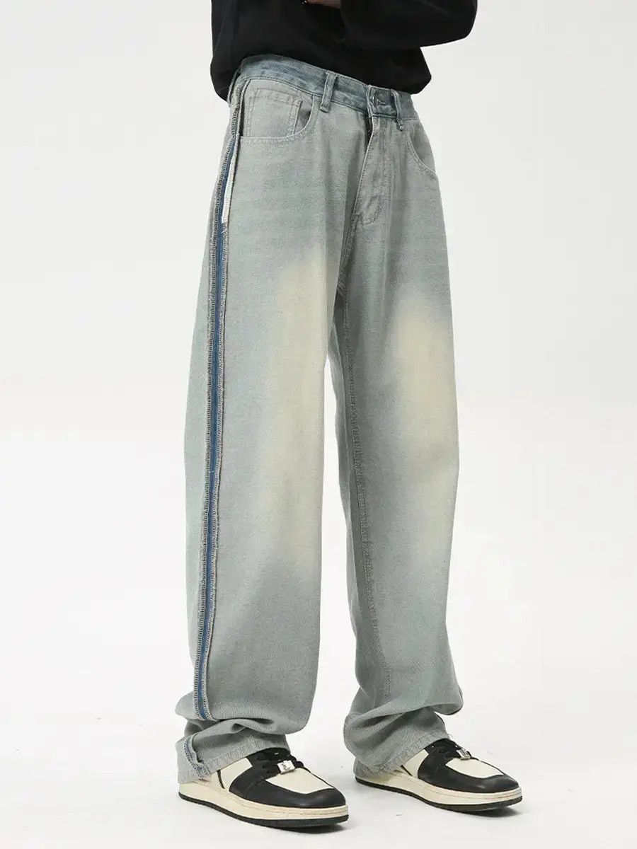 Japanese Brand Retro loose striped casual wide leg jeans Size US 32 / EU 48 - 3 Thumbnail