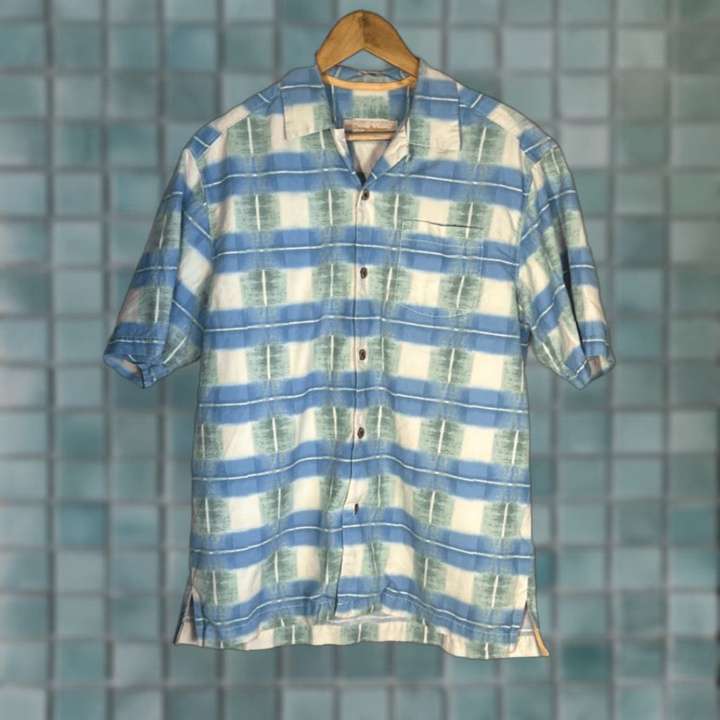 Tommy Bahama Tommy Bahama Shirt Silk Blend Short Sleeve Button-Down Mens S Yellow Cream Size S Small Size US S / EU 44-46 / 1 - 1 Thumbnail