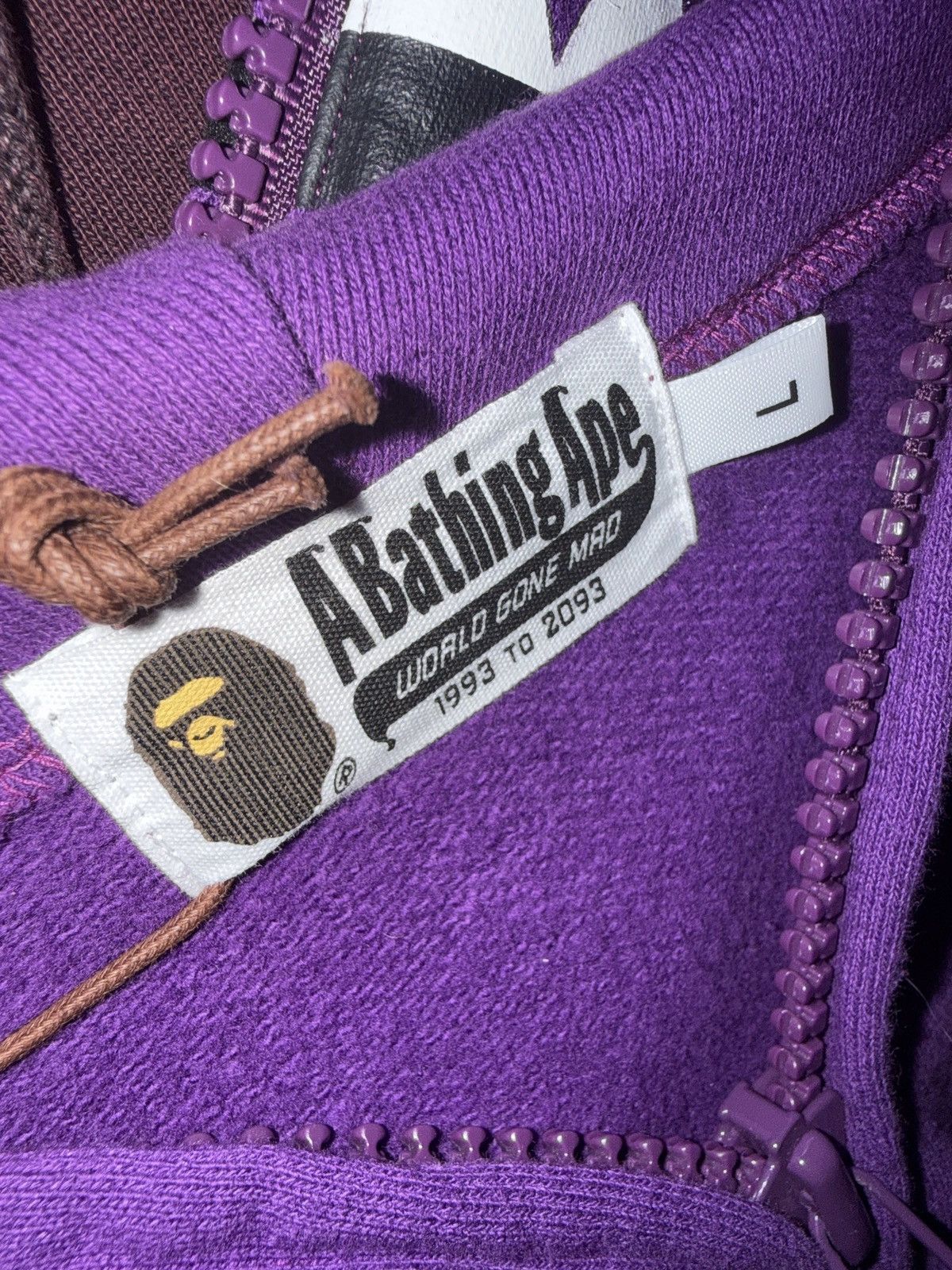Bape Bape Purple Camo Sleeve ZipUp Shark Hoodie Size US L / EU 52-54 / 3 - 7 Thumbnail