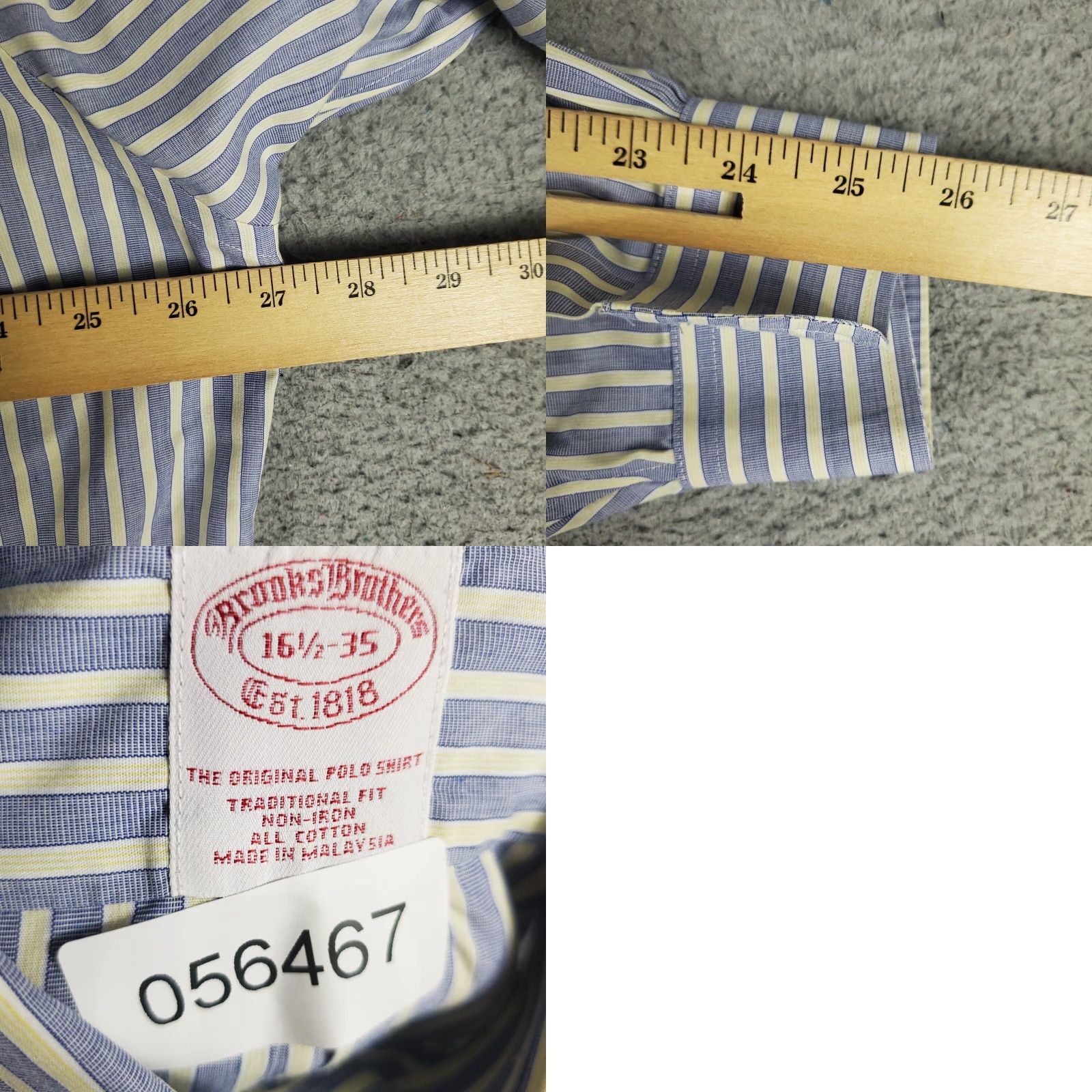 Brooks Brothers Brooks Brothers Dress Shirt Mens 16.5 Blue Striped Long Sleeve Button Down Regular Fit Size 42R - 8 Thumbnail