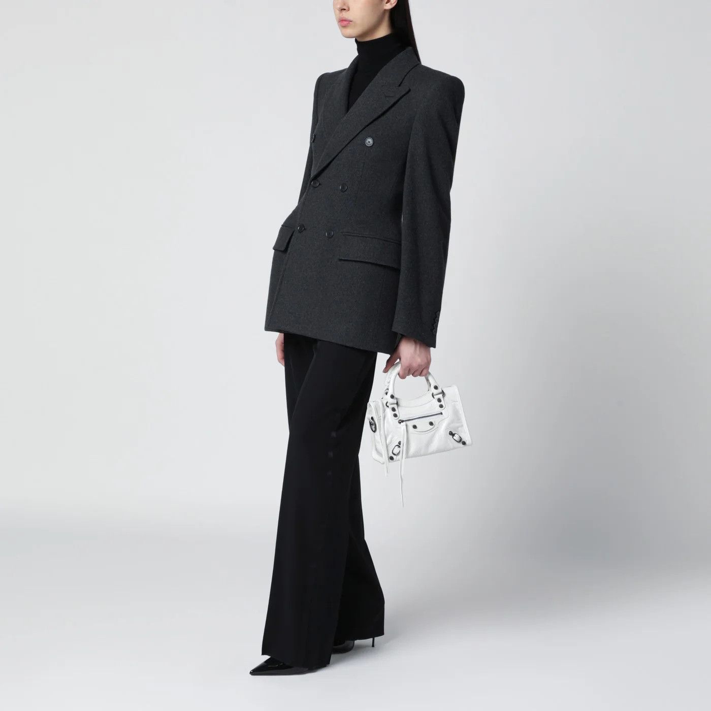 Balenciaga o1d2blof0426 Double-Breasted Cashmere Jacket in Grey Size S / US 4 / IT 40 - 2 Thumbnail