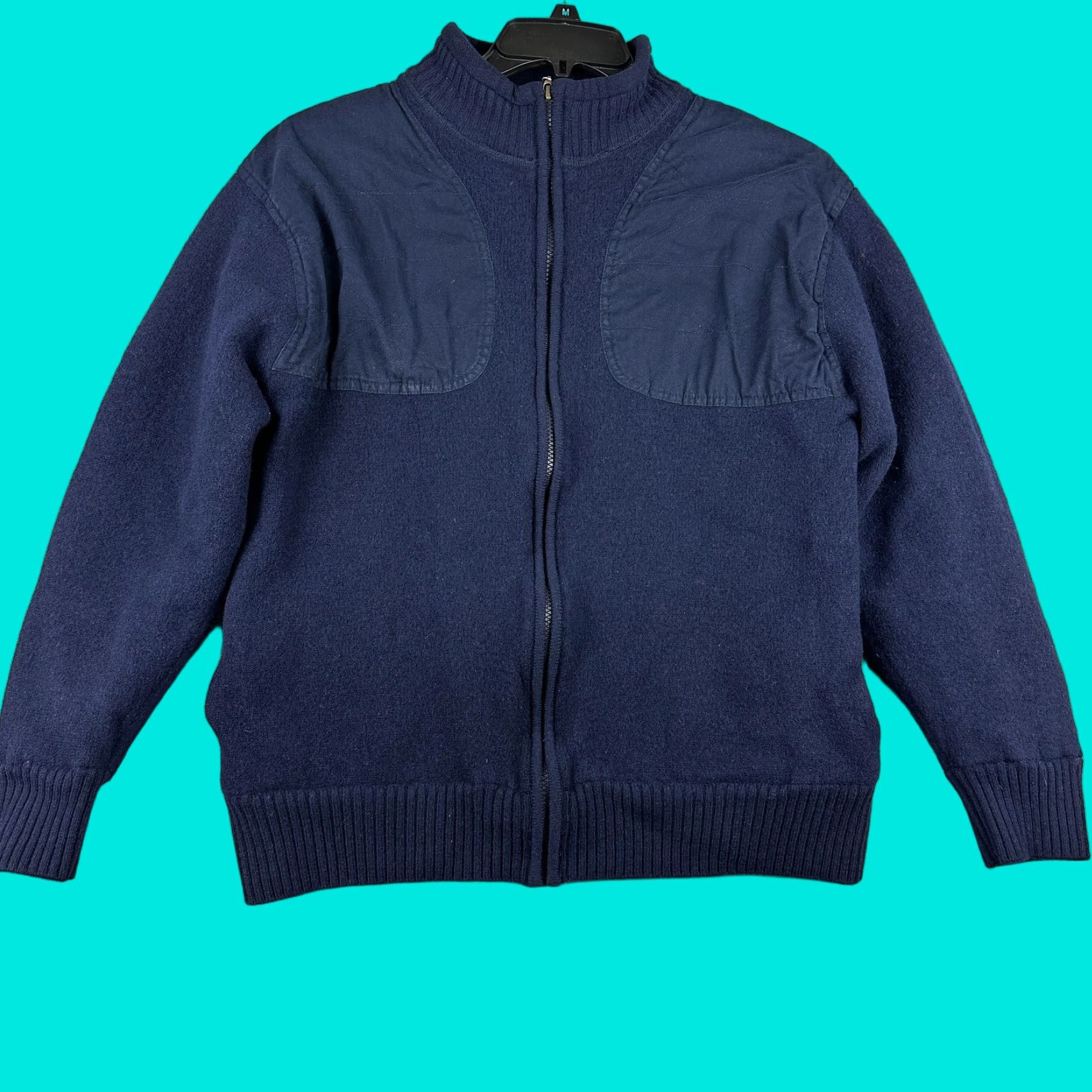 Orvis Orvis Sweater Jacket Mens Medium Navy Wool Full Zip Plaid Lined Shooting Patch Size US XL / EU 56 / 4 - 1 Thumbnail