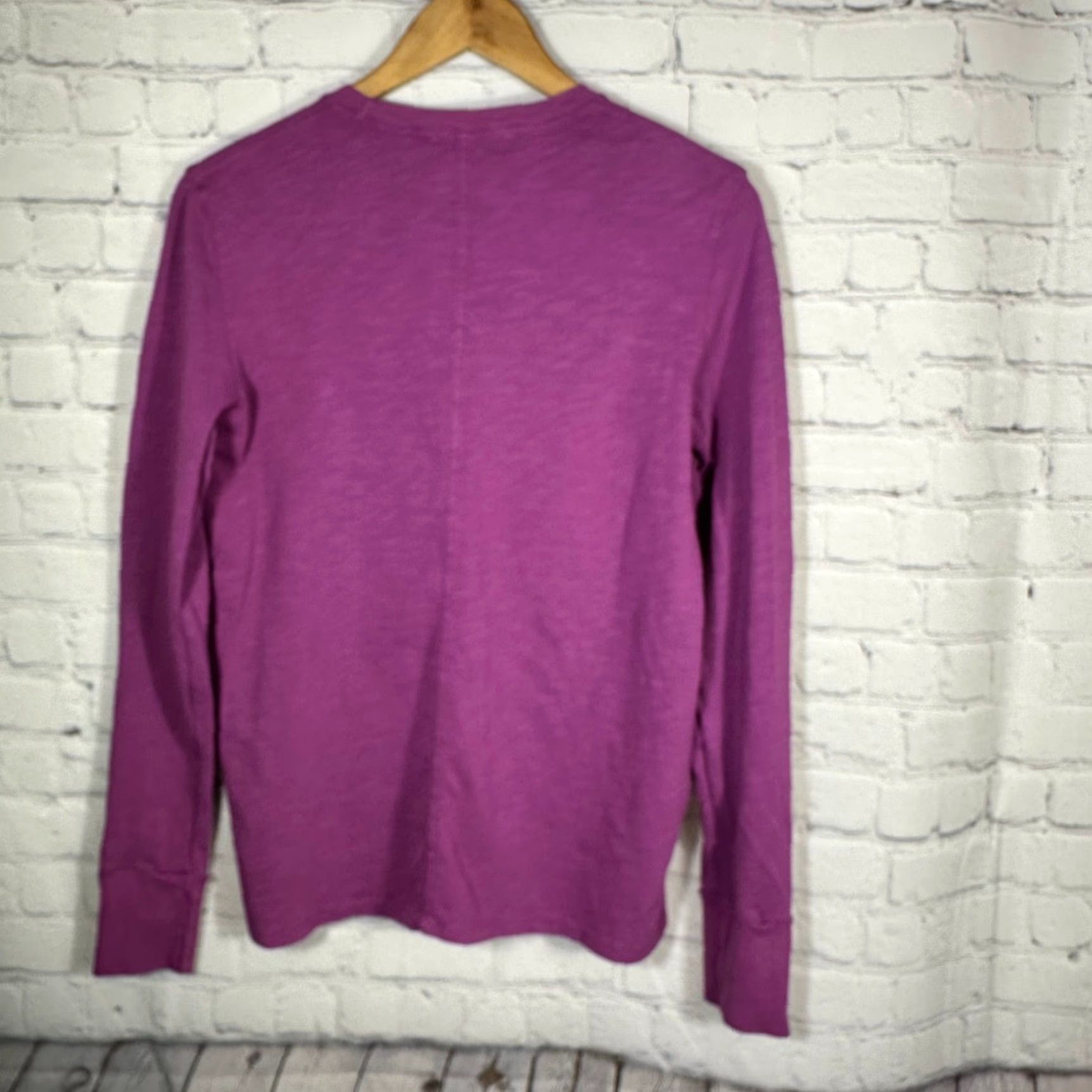 Vintage American Giant Womens T-Shirt Long Sleeve Slub Cotton Purple Magenta Crew Neck S Size S / US 4 / IT 40 - 7 Thumbnail