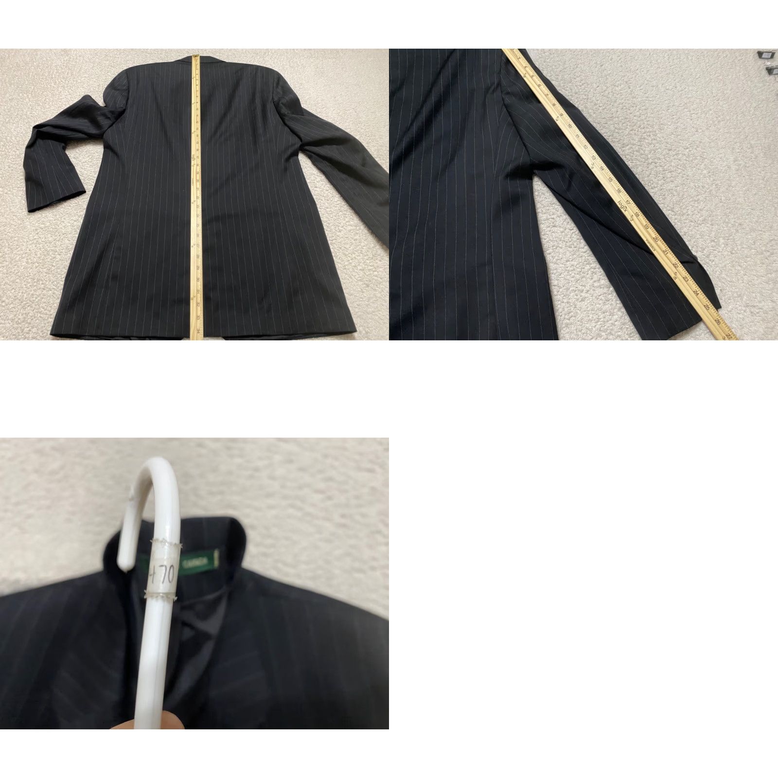 Ralph Lauren Lauren Ralph Lauren Blazer Mens 44 Black Striped Wool Long Sleeve 2-Button Jacket Set? Size US XXL / EU 58 / 5 - 9 Thumbnail