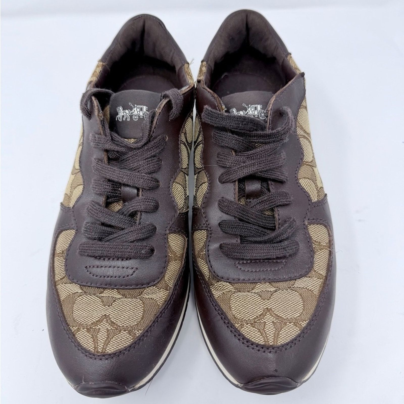 Coach Coach Farrah Signature Jacquard Brown Tan Sneakers size 8,5 Size US 8.5 / IT 38.5 - 1 Thumbnail