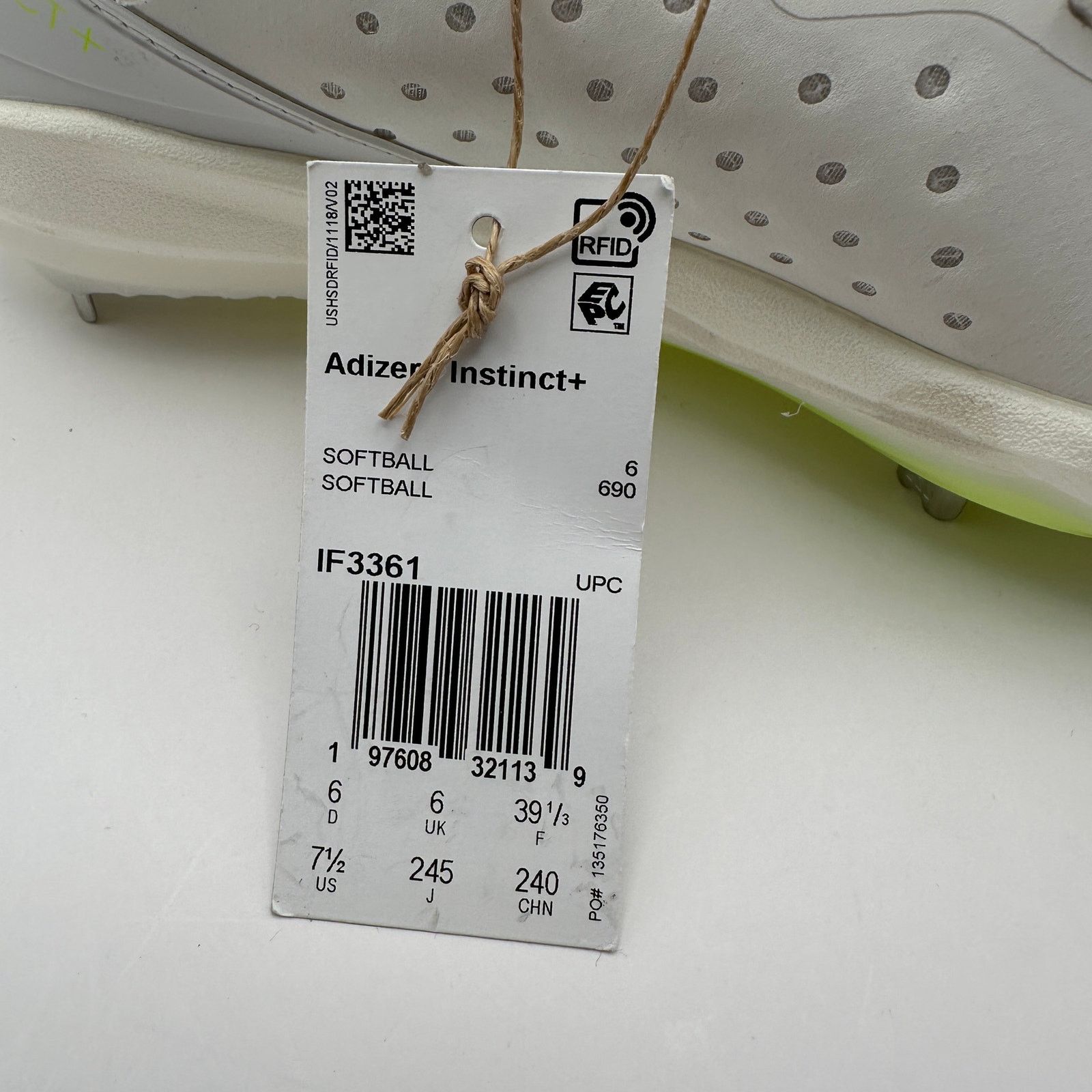 Adidas Adidas Adizero Instinct+ Softball Cleats Wms 7.5 White/Neon Size US 7.5 / IT 37.5 - 7 Thumbnail