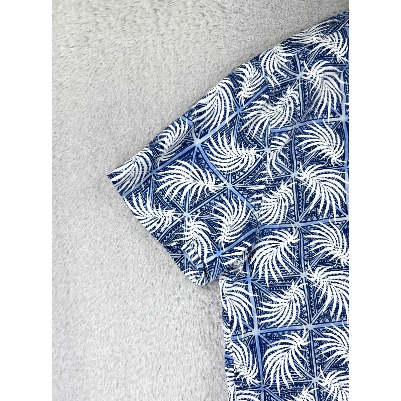 Nat Nast Nat Nast Shirt Adult XL Blue White Palm Print Hawaiian Silk Blend Beach Shirt Size US XL / EU 56 / 4 - 3 Thumbnail