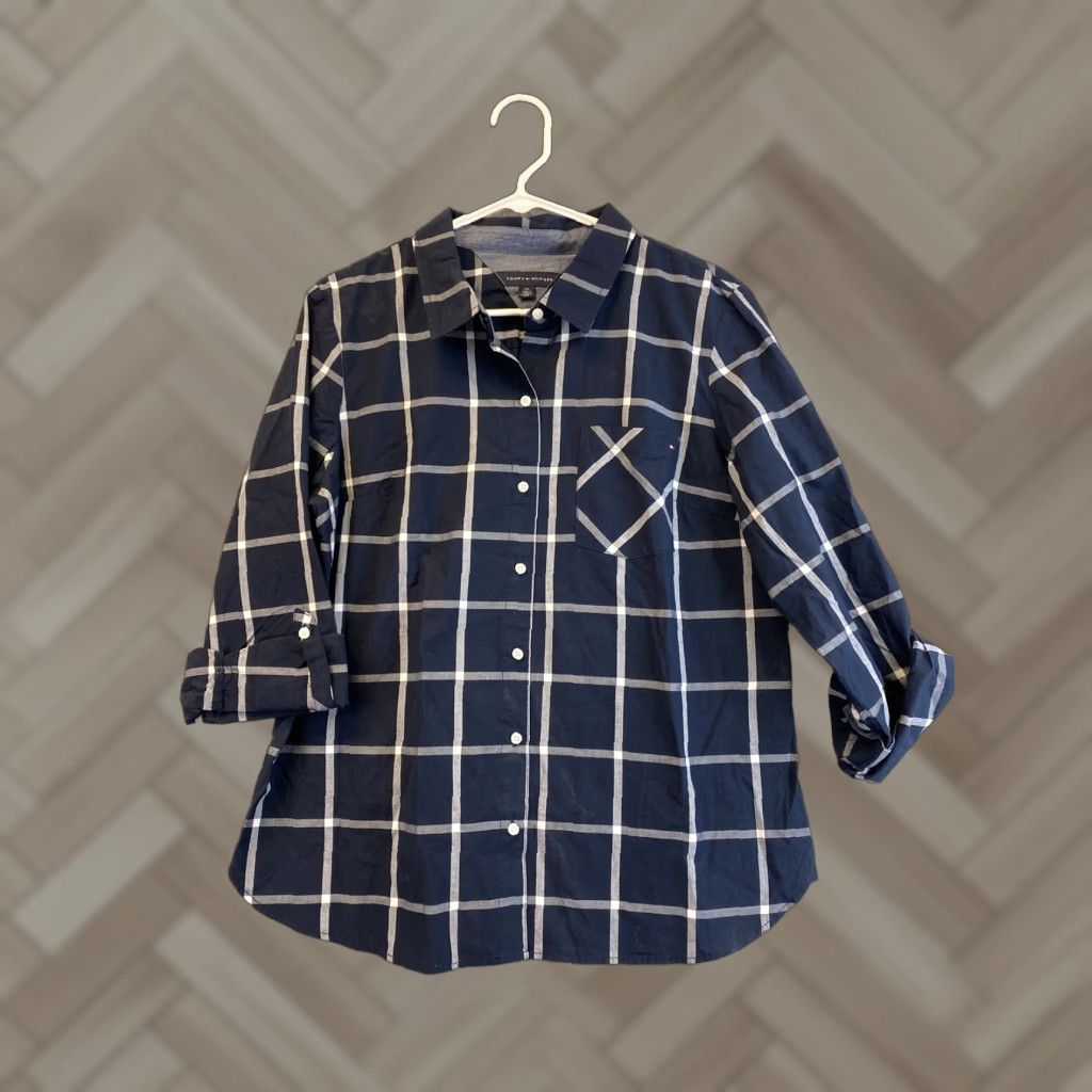 Tommy Hilfiger VINTAGE Tommy Hilfiger Shirt Mens Medium Button-Up Plaid Blue 41-62 Casual Preppy Mens Size US M / EU 48-50 / 2 - 1 Thumbnail
