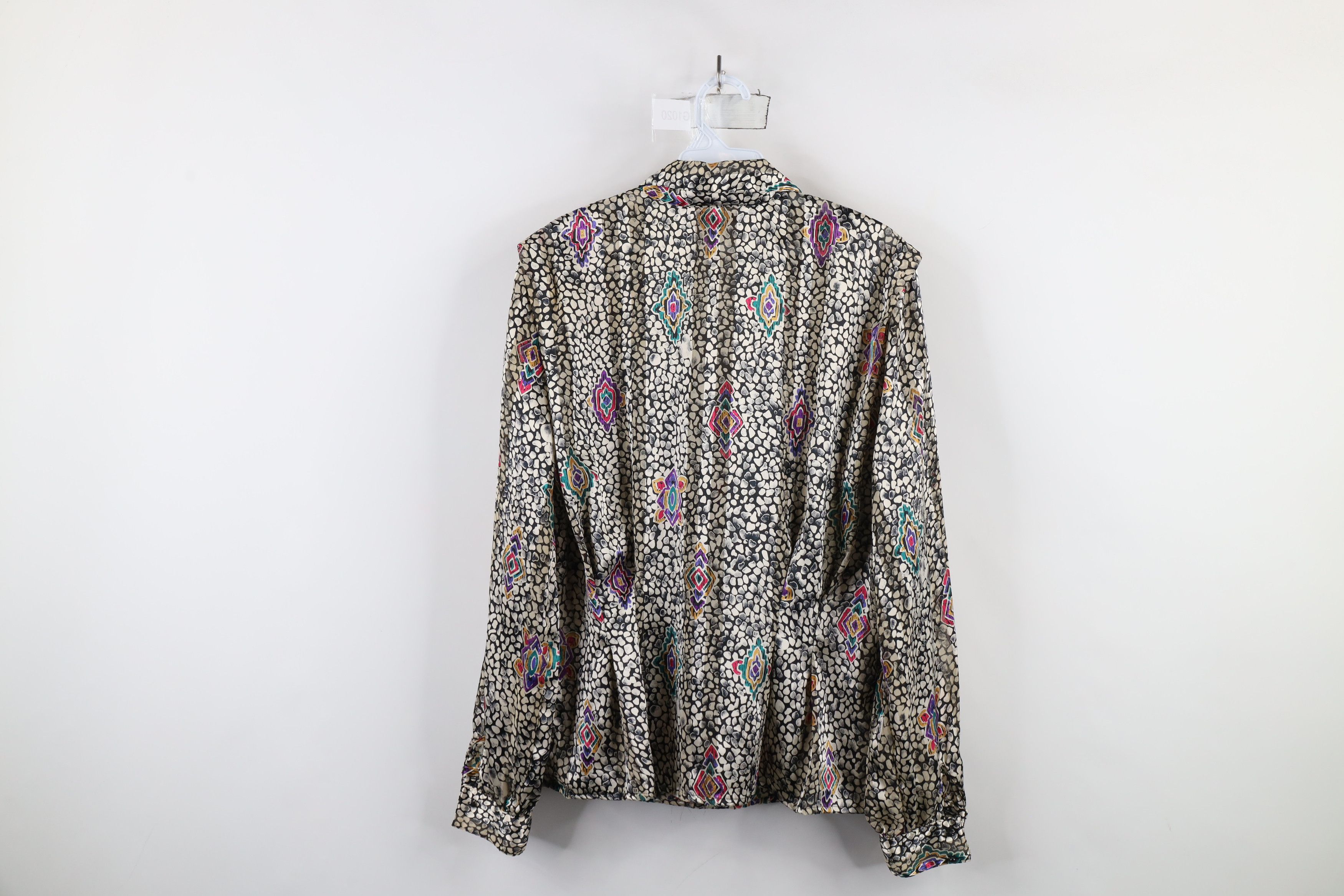 Vintage Vintage 90s Geometric Sheer Silky Polyester Button Shirt Size XL / US 12-14 / IT 48-50 - 9 Thumbnail
