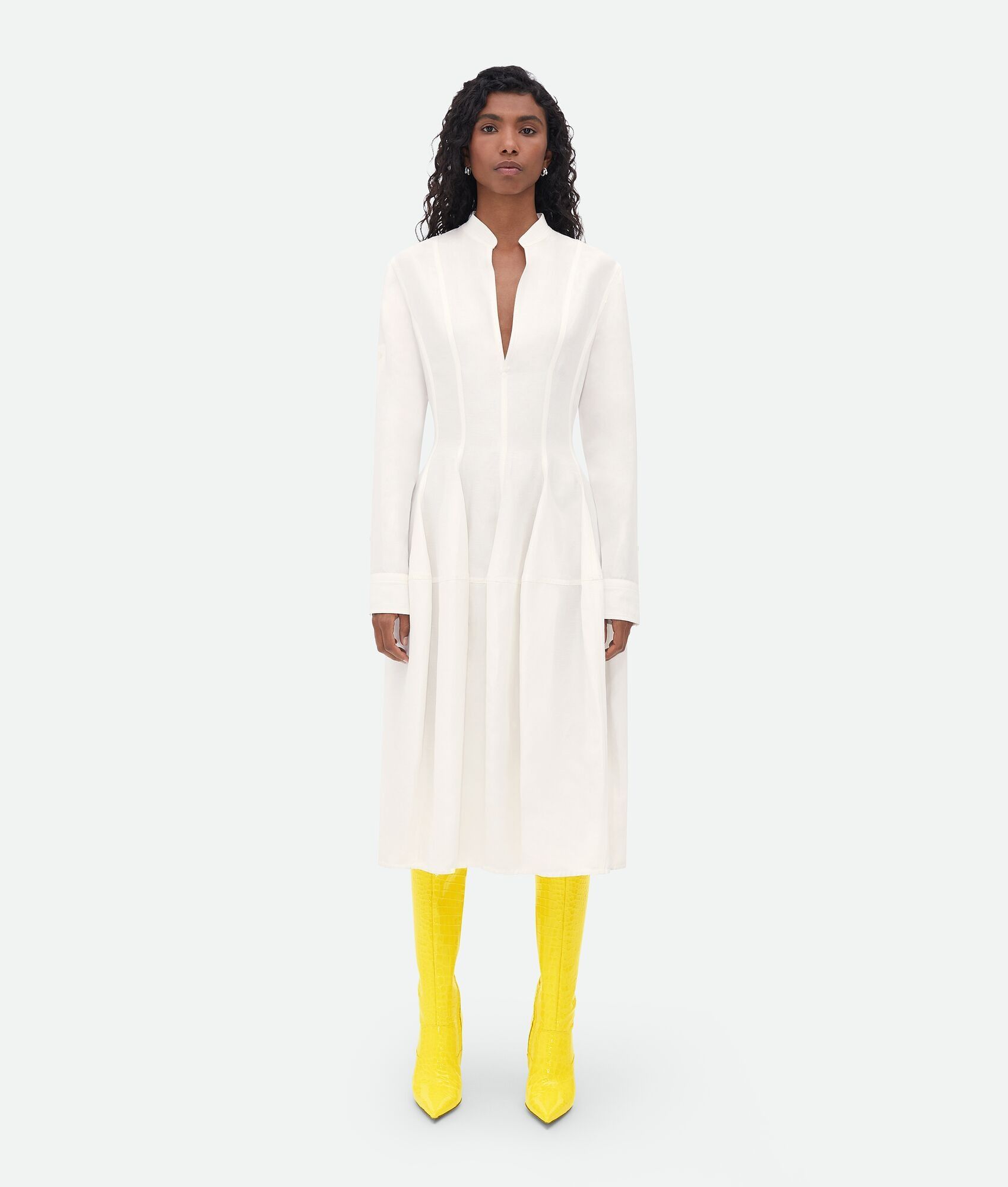 Bottega Veneta o1bcso1str0225 Viscose And Linen Dress in Chalk Size XS / US 0-2 / IT 36-38 - 4 Thumbnail