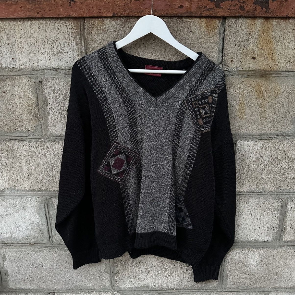 Aran Isles Knitwear Vintage Greenwods V Neck Abstractive Knit Sweater Size M Y2K Size US M / EU 48-50 / 2 - 1 Thumbnail