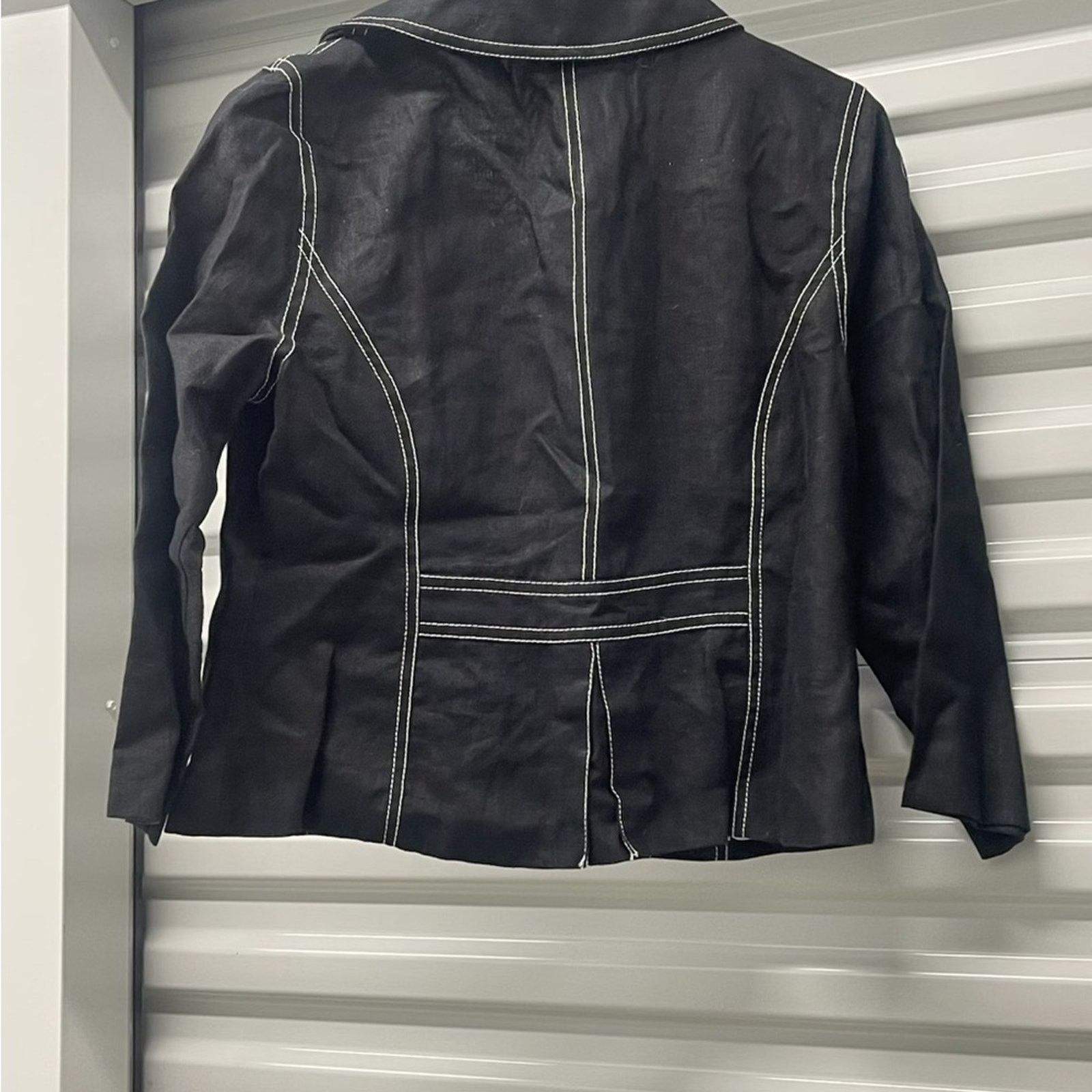 Urban Up Vintage Black Contrast Stitch Blazer 4 Pocket Utility Style, Size M / US 6-8 / IT 42-44 - 2 Thumbnail