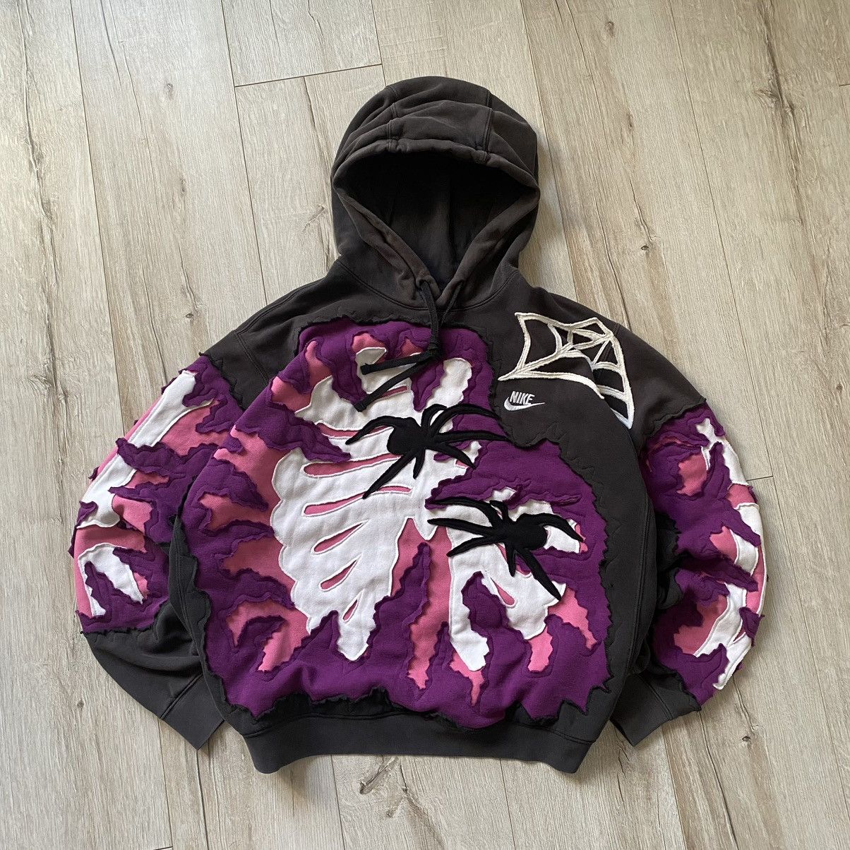 Reworked Nike Ripped Skeleton Spiders Custom Hoodie