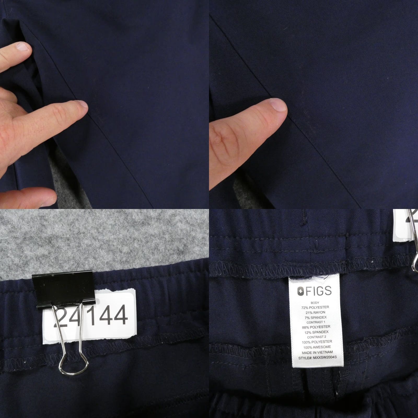 Vintage FIGS Scrub Joggers Pants Womens Small Navy w Drawstring Size 28" / US 6 / IT 42 - 8 Thumbnail