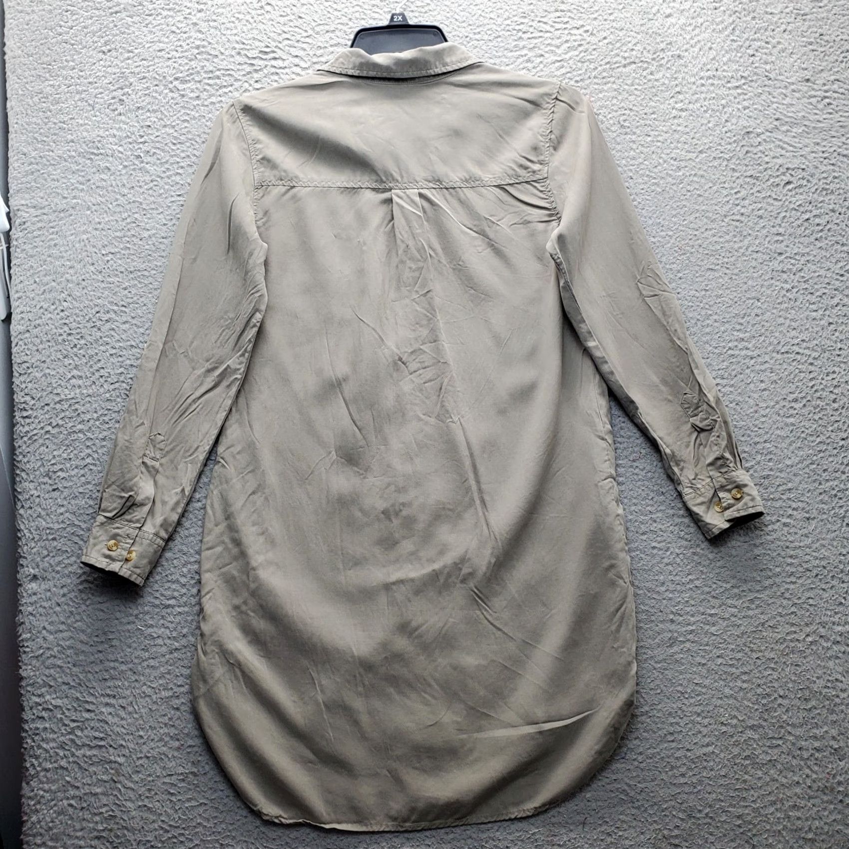 Vintage Thread & Supply Shirt Dress Women's S Gray Lyocell Roll Tab Sleeve Button Front Size S / US 4 / IT 40 - 2 Thumbnail