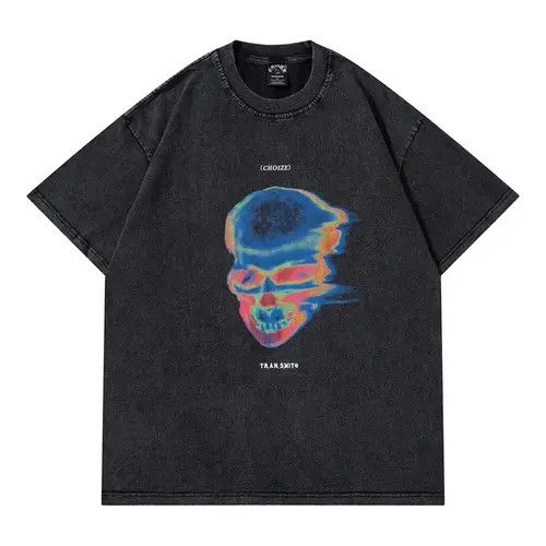 VIBE Watched Rock Retro Skull Head with Letter Short Sleeve Tee Size US XL / EU 56 / 4 - 5 Thumbnail