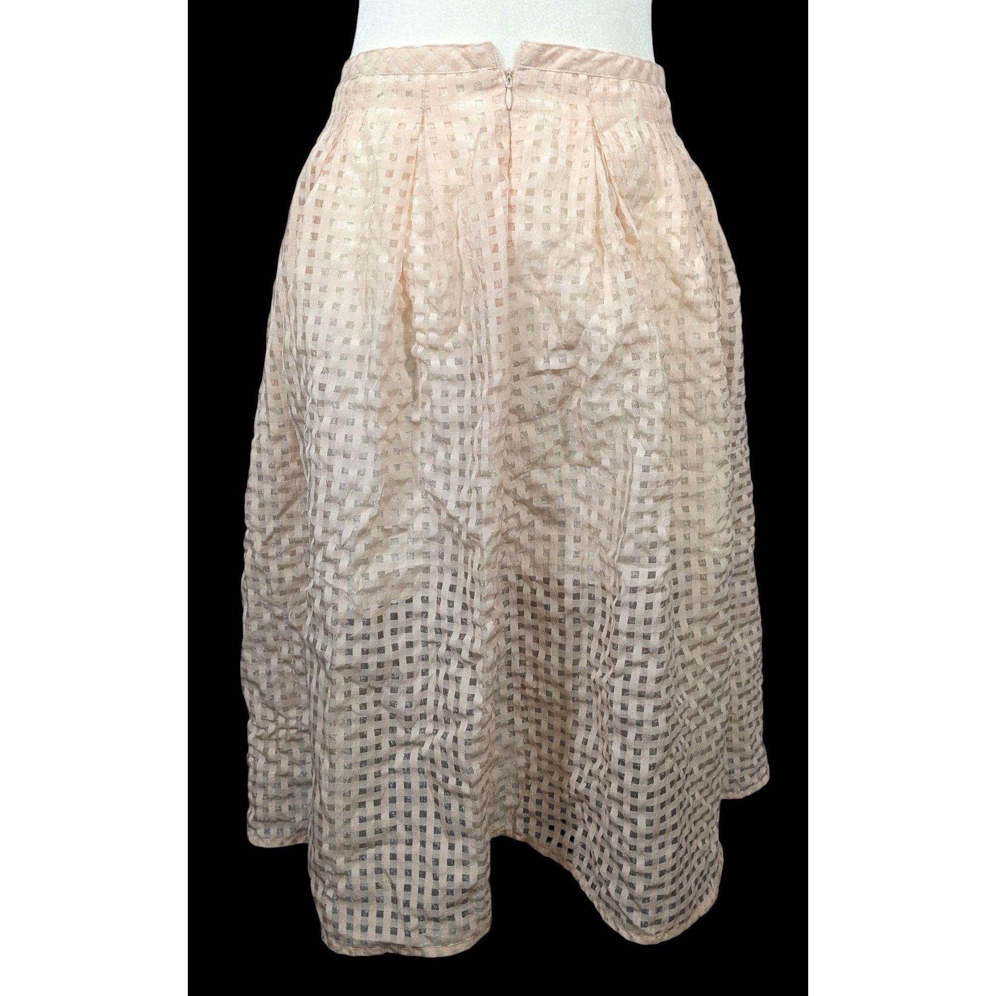 Other Retro Pale Pink Checkered Midi Skirt by Jack Size 27" / US 4 / IT 40 - 2 Thumbnail