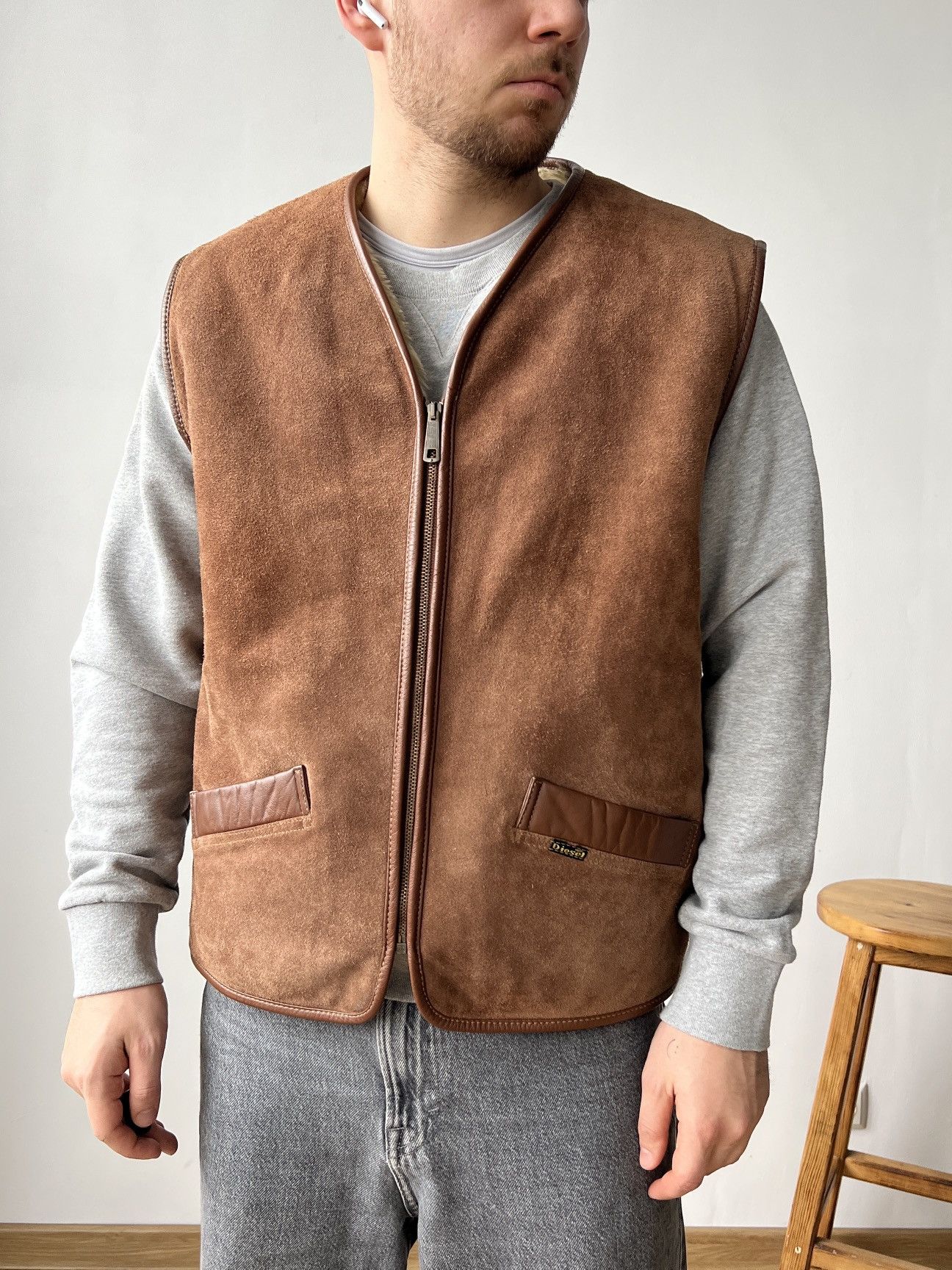 Diesel Rare Diesel LTD Leather Sheepskin Brown Vest Size XL-XXL Size US XL / EU 56 / 4 - 2 Thumbnail