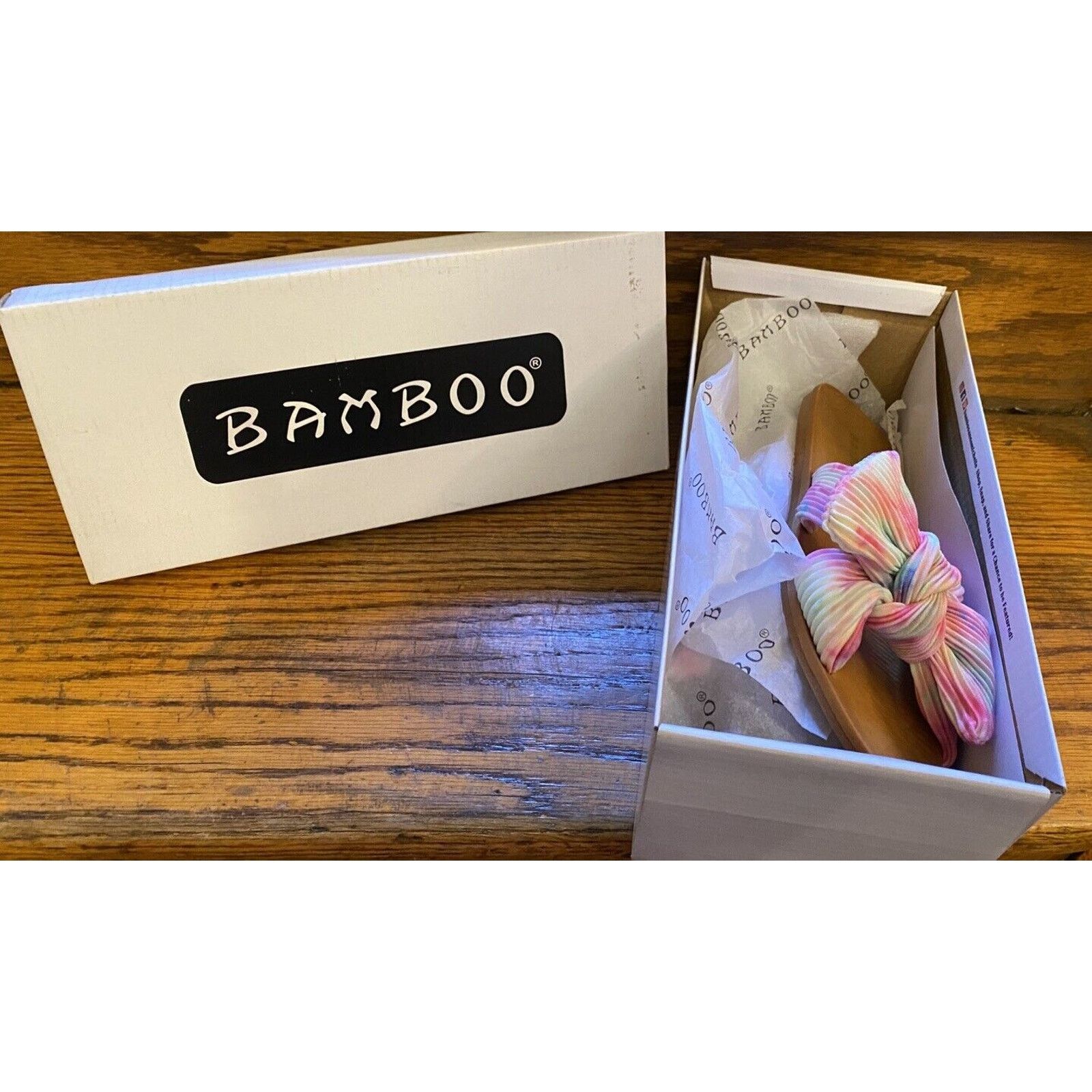 Other Bamboo Sandals Womens 7.5 Flat Slides Pink Tie Dye Faux Bow Size US 7.5 / IT 37.5 - 2 Thumbnail