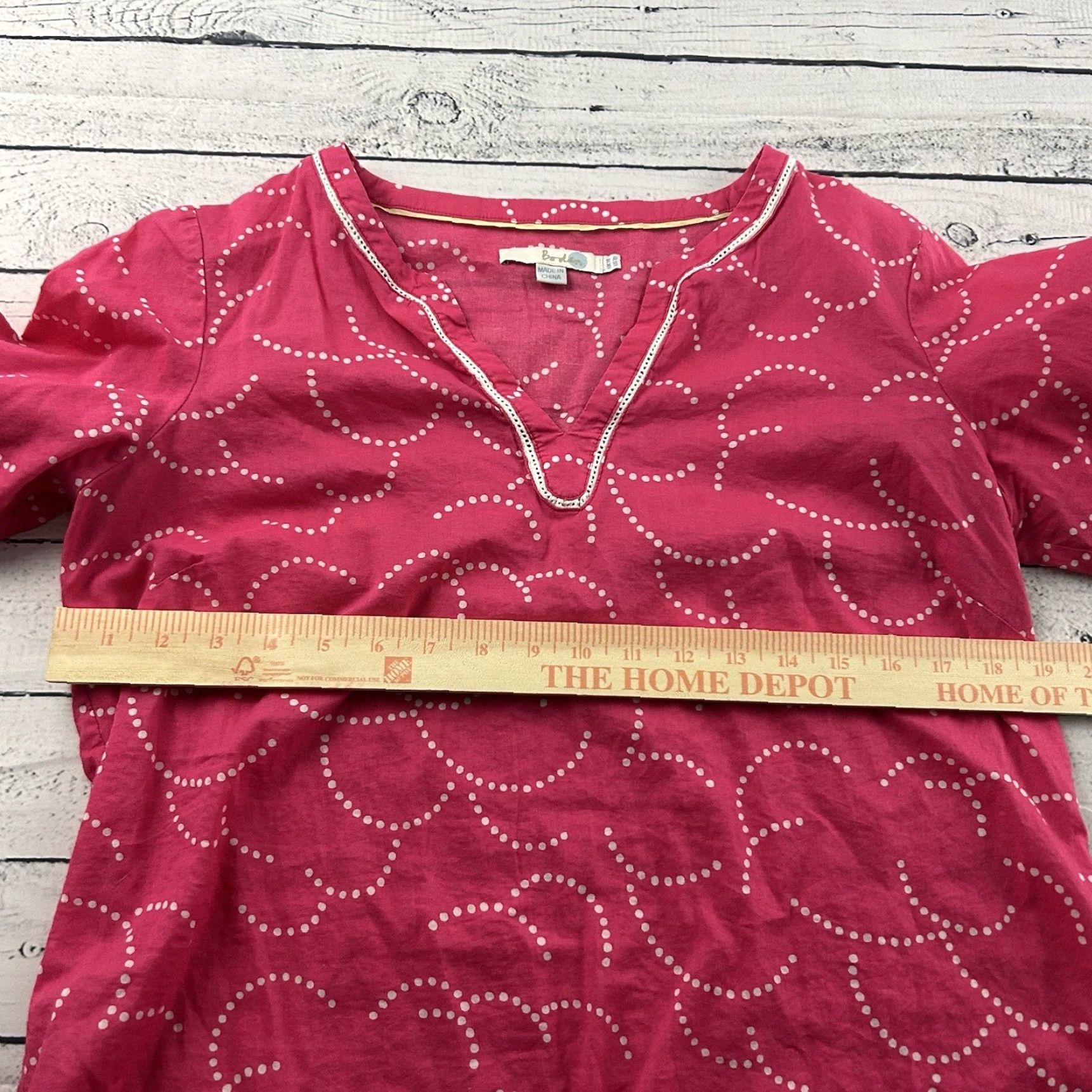 Boden Boden Polka Dot Top 3/4 Sleeve Blouse Women's 10 Pink Shirt Blouse Womens Size L / US 10 / IT 46 - 4 Thumbnail