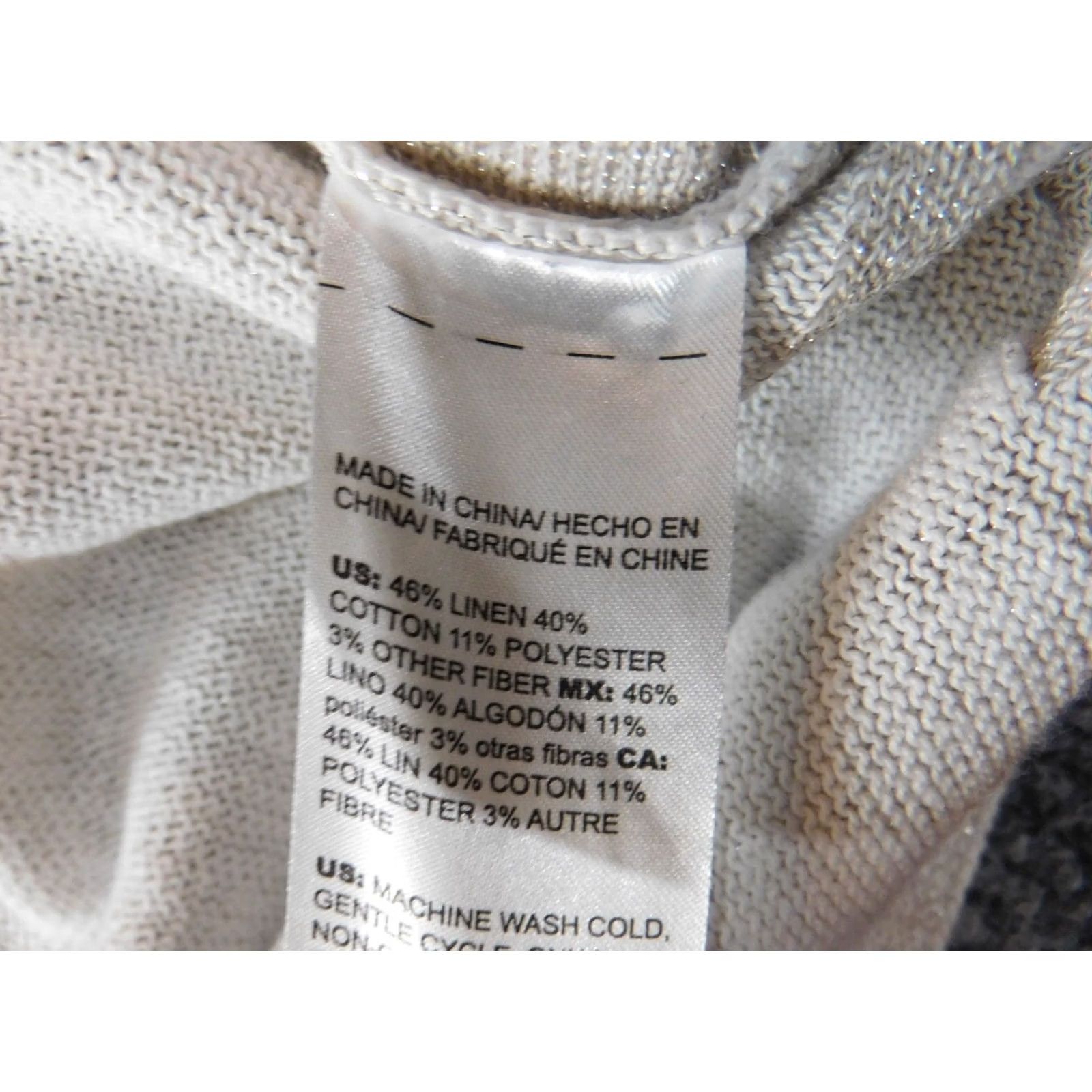 Vintage Chicos Sweater Shirt Womens Regular Beige Knit Pullover Crew Neck Linen Cotton Polyester Short Sleeve Ruffle Designer Vintage No Size XS / US 0-2 / IT 36-38 - 7 Thumbnail
