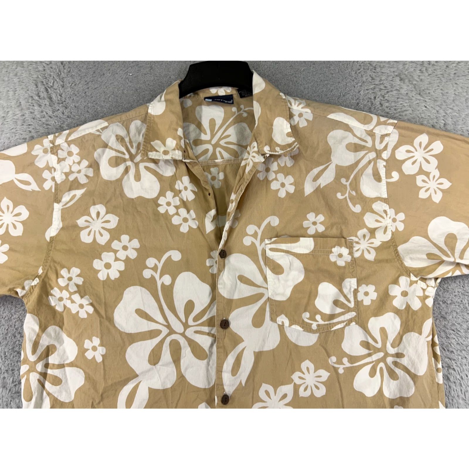 Gotcha GOTCHA SPORT Shirt Adult XL Beige White Floral Hawaiian 100% Cotton Button-Up Short Sleeve Casual Surf Vacation Aloha Beach Mens Size US XL / EU 56 / 4 - 4 Thumbnail