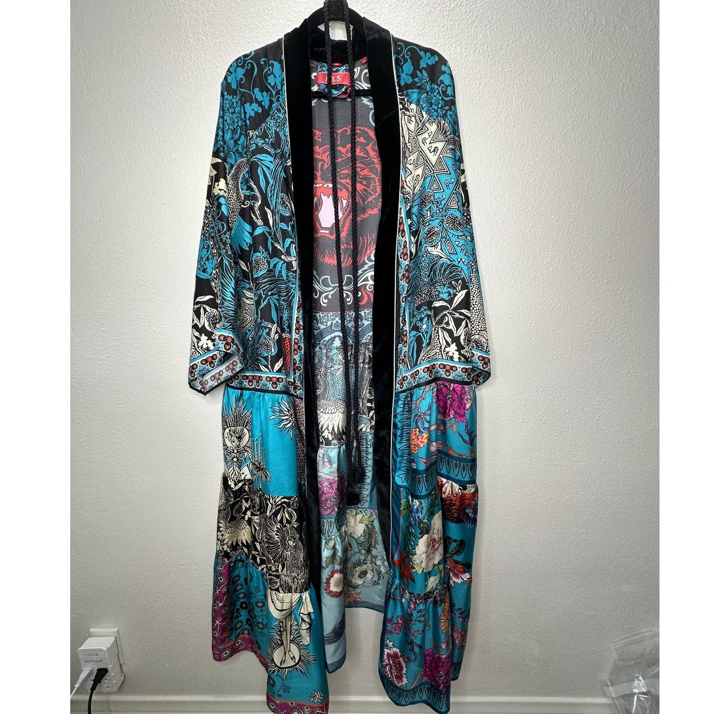 F.R.S F.R.S. Cream Black Blue Red Multi Bird Floral Tiger Kimono M Size 27" / US 4 / IT 40 - 2 Thumbnail