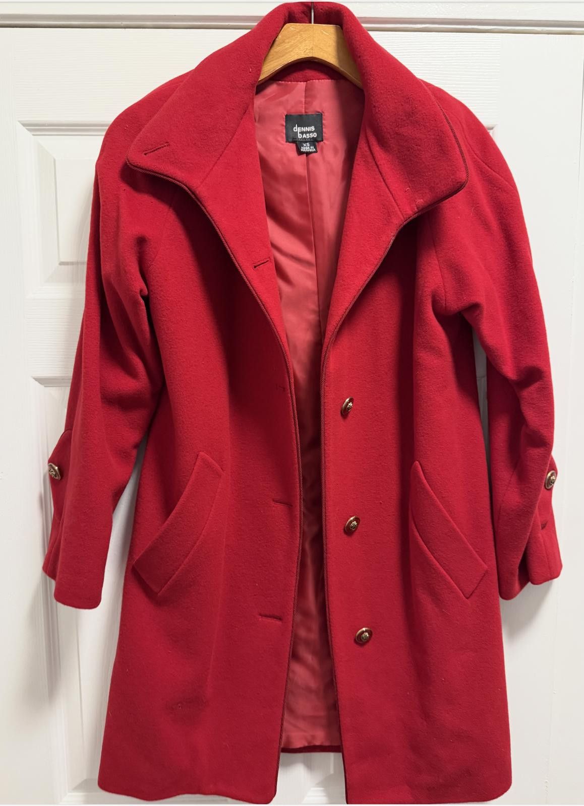 Designer Chic Dennis Basso Red Wool Blend Coat - Size XS Size L / US 10 / IT 46 - 10 Thumbnail