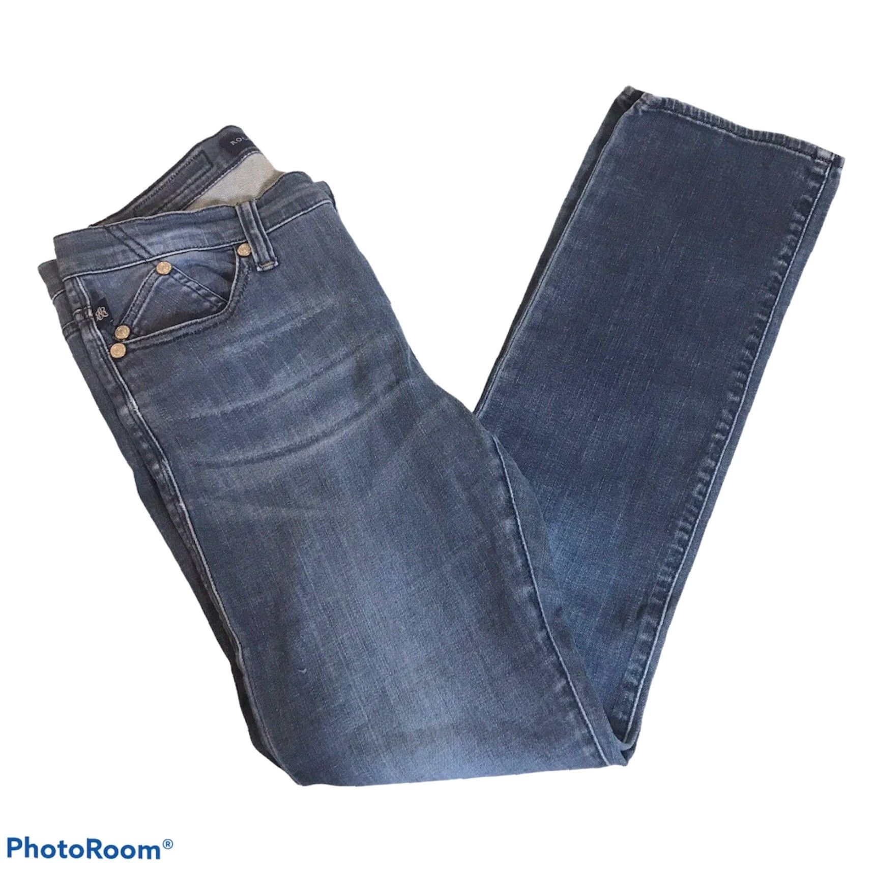 Vintage VINTAGE Rock & Republic BERLIN Womens 8 M Mid Rise Slim Straight Medium Wash Blue Size 30" / US 8 / IT 44 - 3 Thumbnail