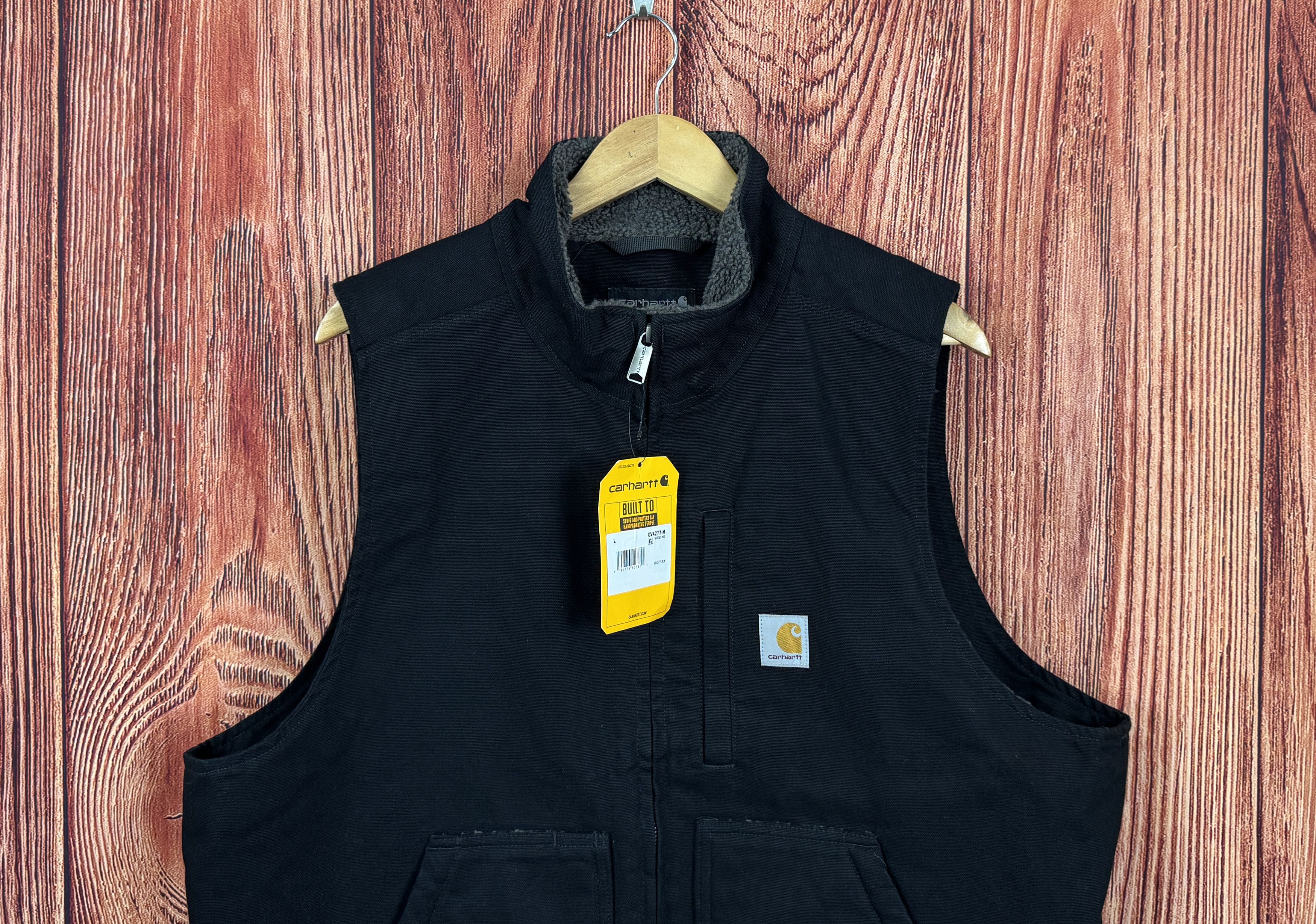 Carhartt NWT Carhartt Washed Duck Sherpa Lined Loose Fit Black Vest Size US L / EU 52-54 / 3 - 3 Thumbnail