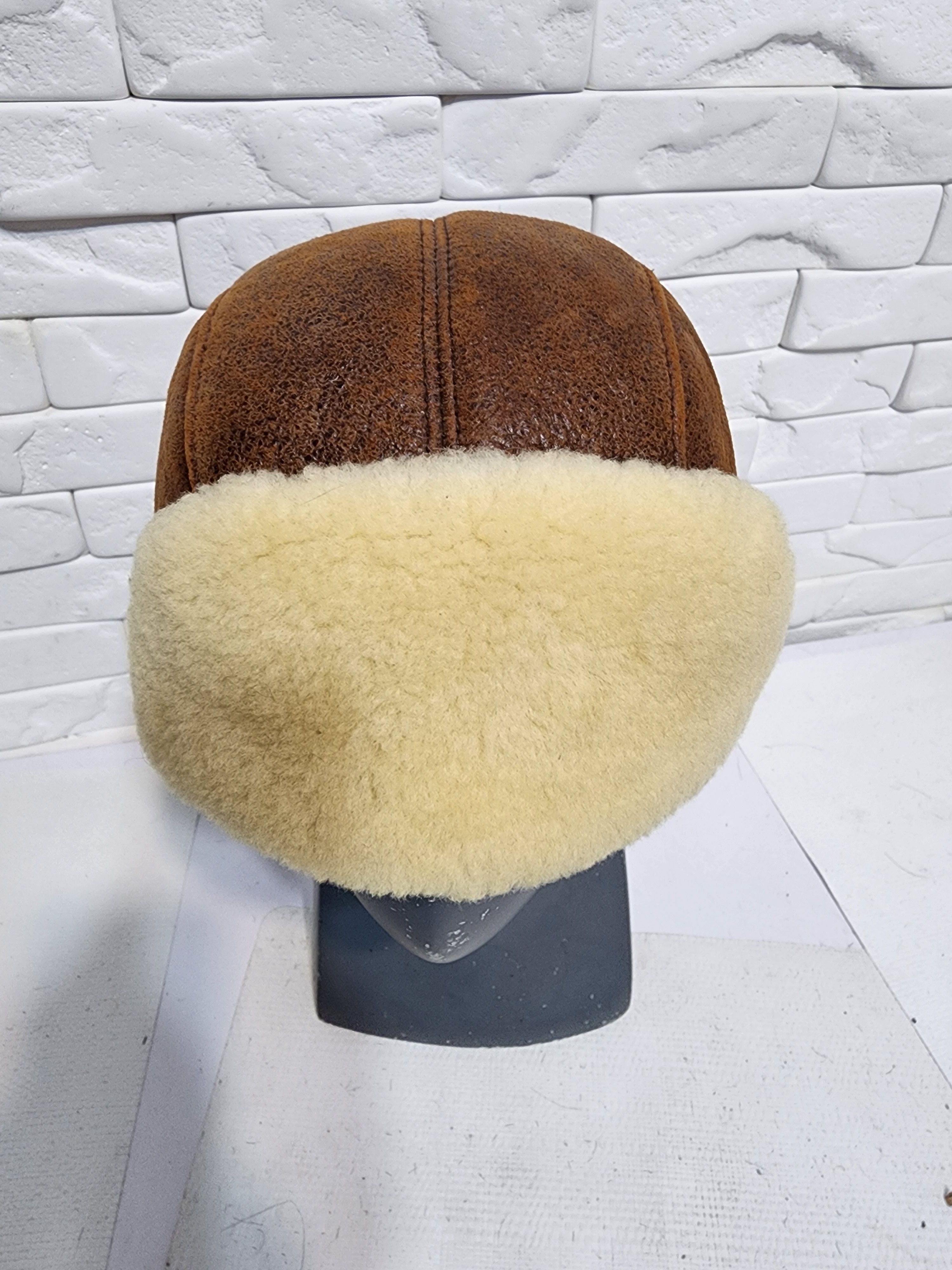 Furla Men's Warm Fur Hat. Brown Sheep Fur Hat. Size ONE SIZE - 2 Thumbnail