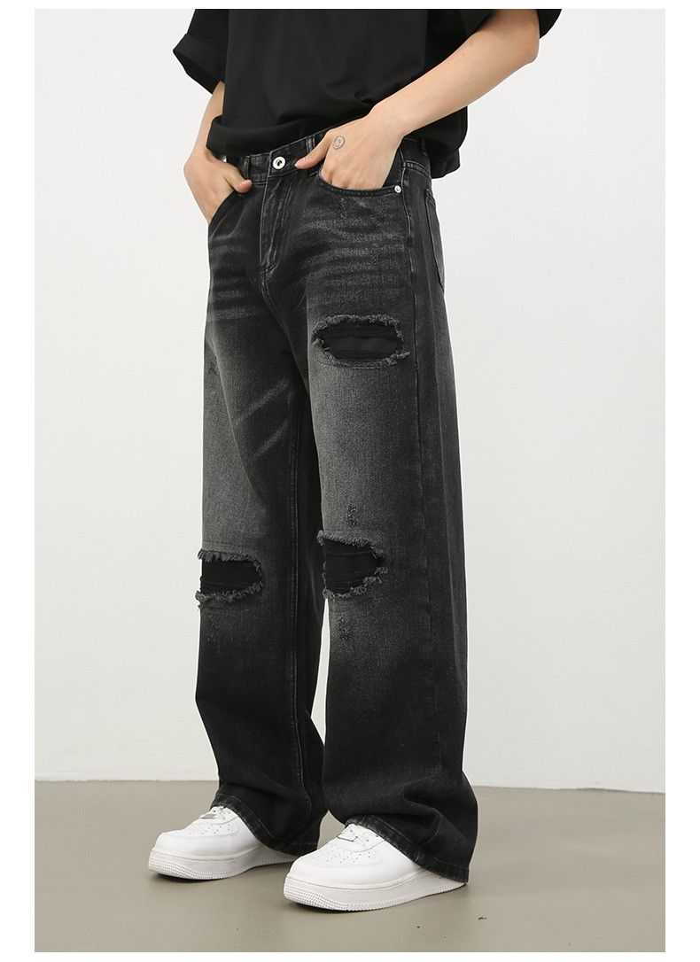 Japanese Brand × Jean American street loose straight-leg ripped washed jeans Size US 32 / EU 48 - 2 Thumbnail