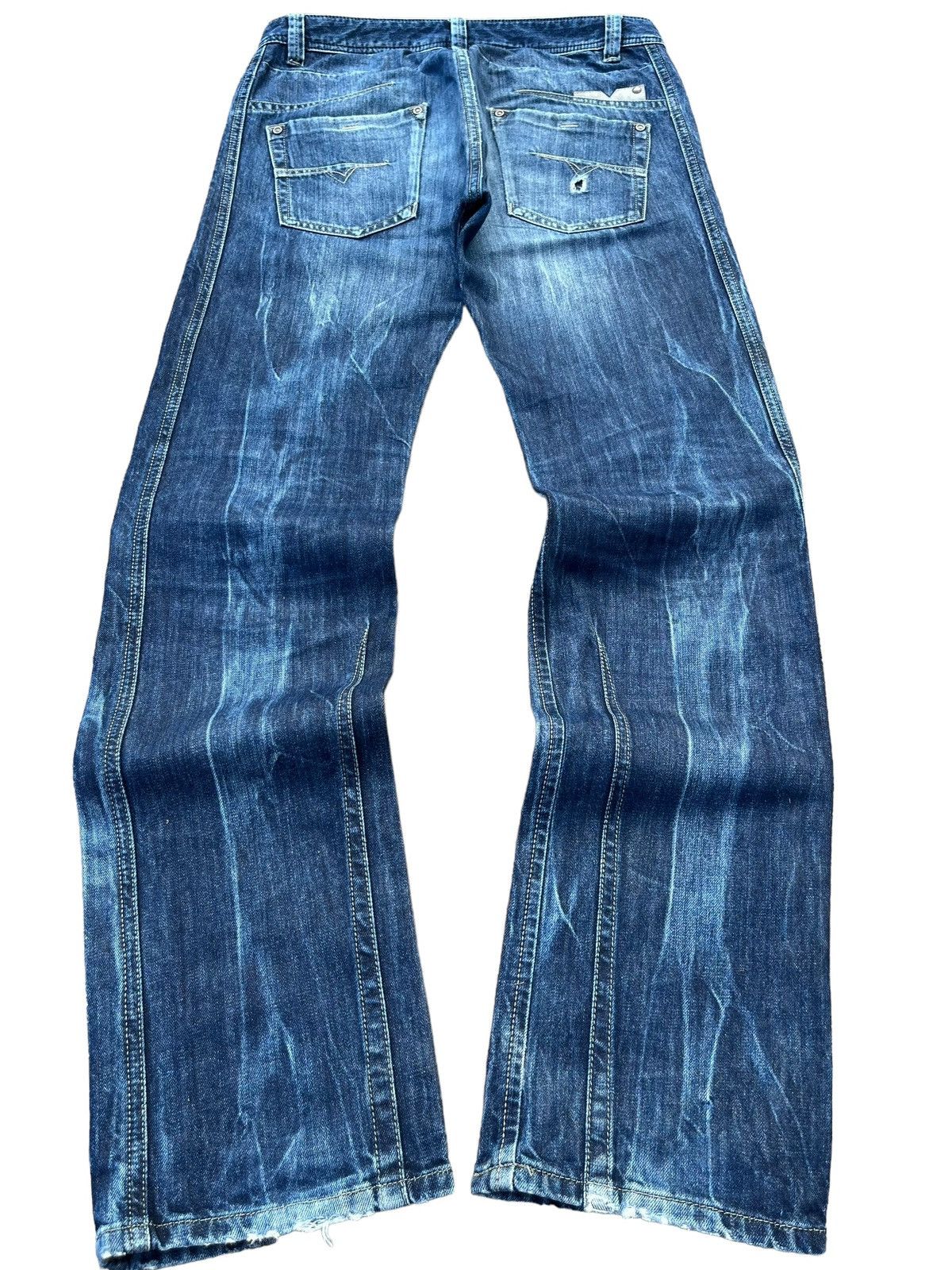 Diesel Vintage Diesel Destroy Buttonfly Blue Washed Straight Jeans Size US 31 - 2 Thumbnail