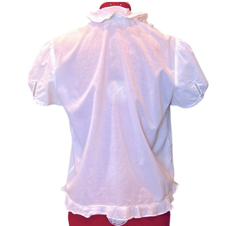 Anne Klein Anne Klein White Ruffle Neck Blouse Size 6 Puff Sleeve Top Size M / US 6-8 / IT 42-44 - 2 Thumbnail