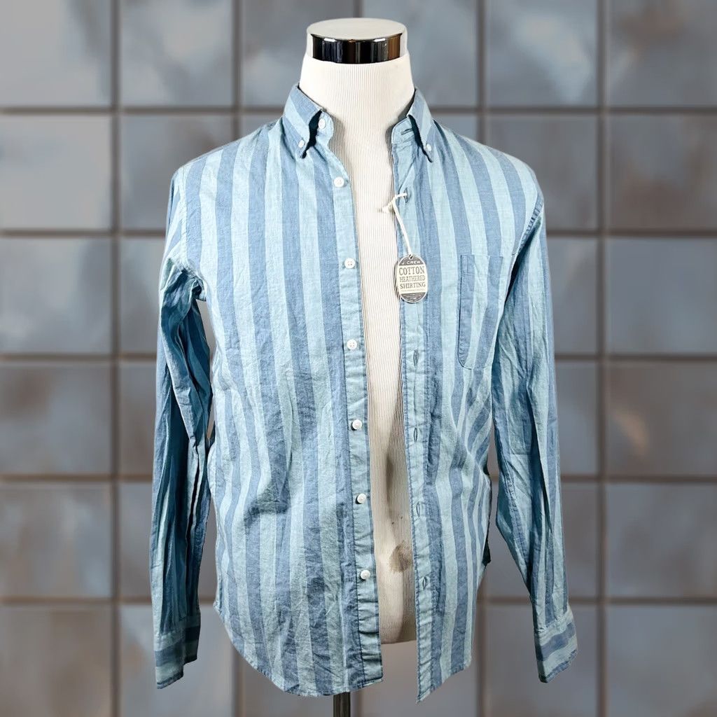J.Crew J.CREW Shirt Button-Down Striped Slim Heathered Cotton Blue NWT Small Size US S / EU 44-46 / 1 - 1 Thumbnail