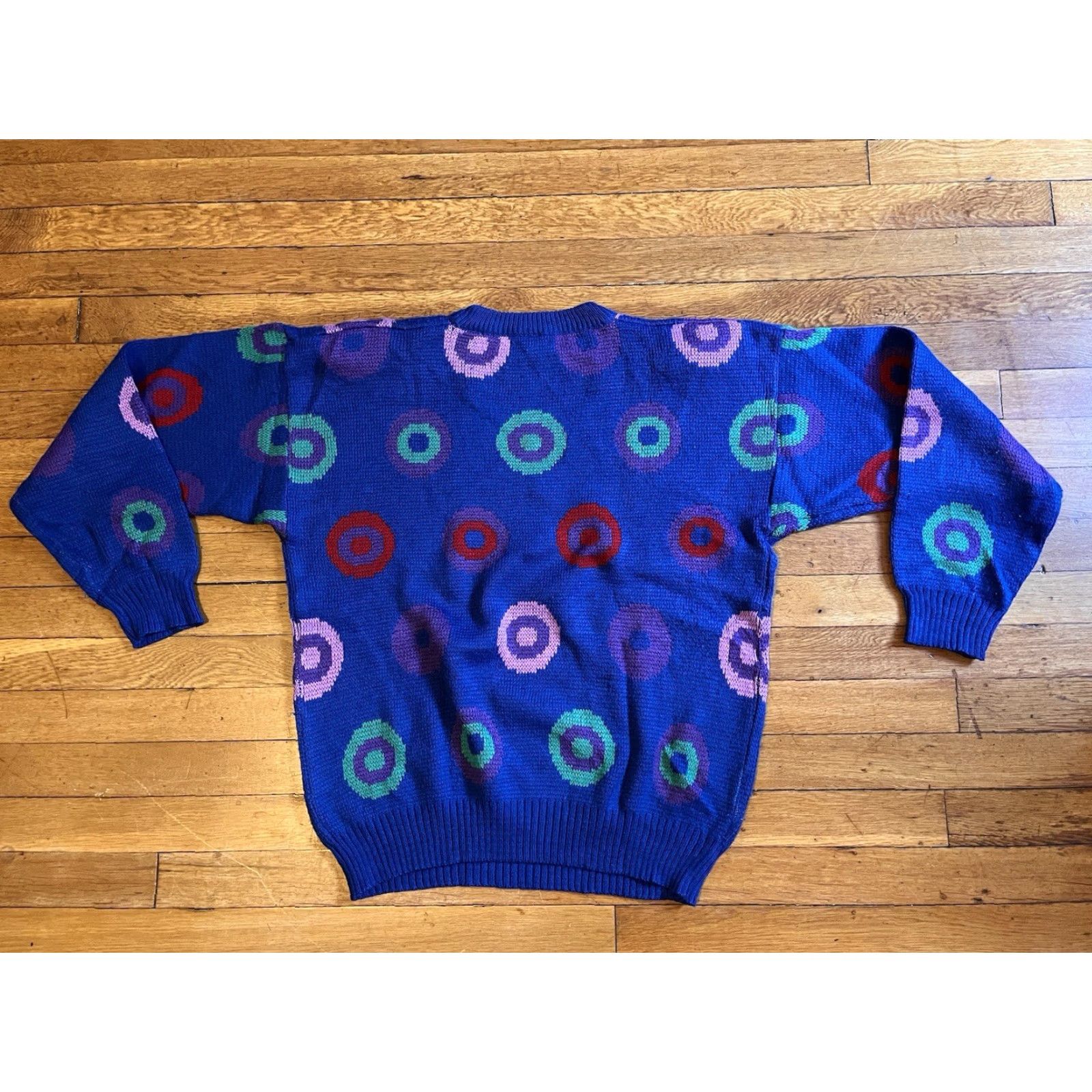 Vintage VINTAGE Hema Sweater Men’s 38/40 Purple Bullseye Target All Over Print 90s Size US L / EU 52-54 / 3 - 5 Thumbnail