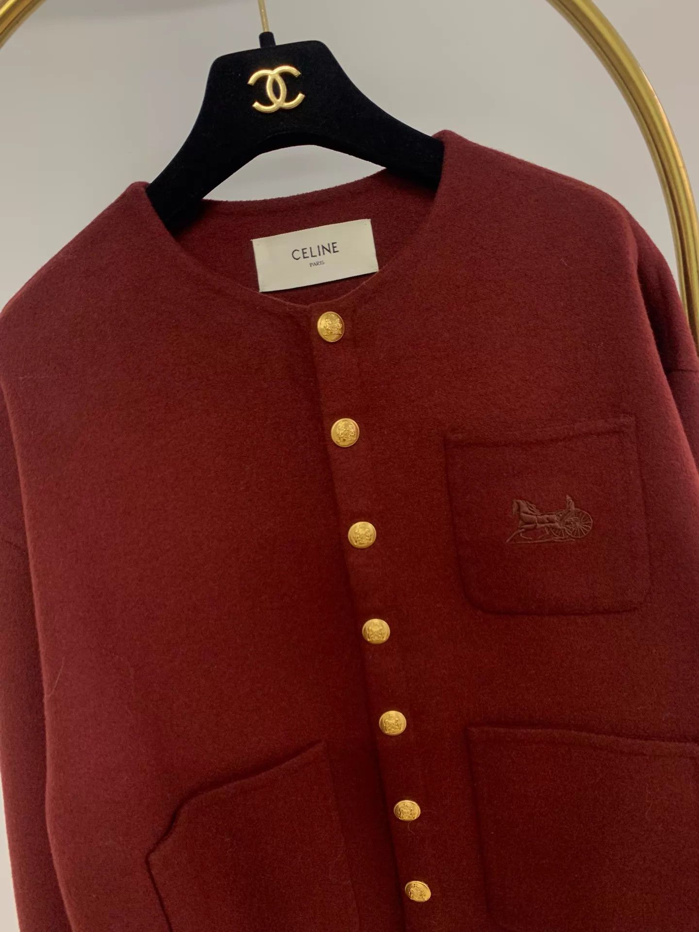 Celine Celine Red Gold Buttons Wool Jacket 34 New Size XXS / US 00 / IT 34 - 2 Thumbnail