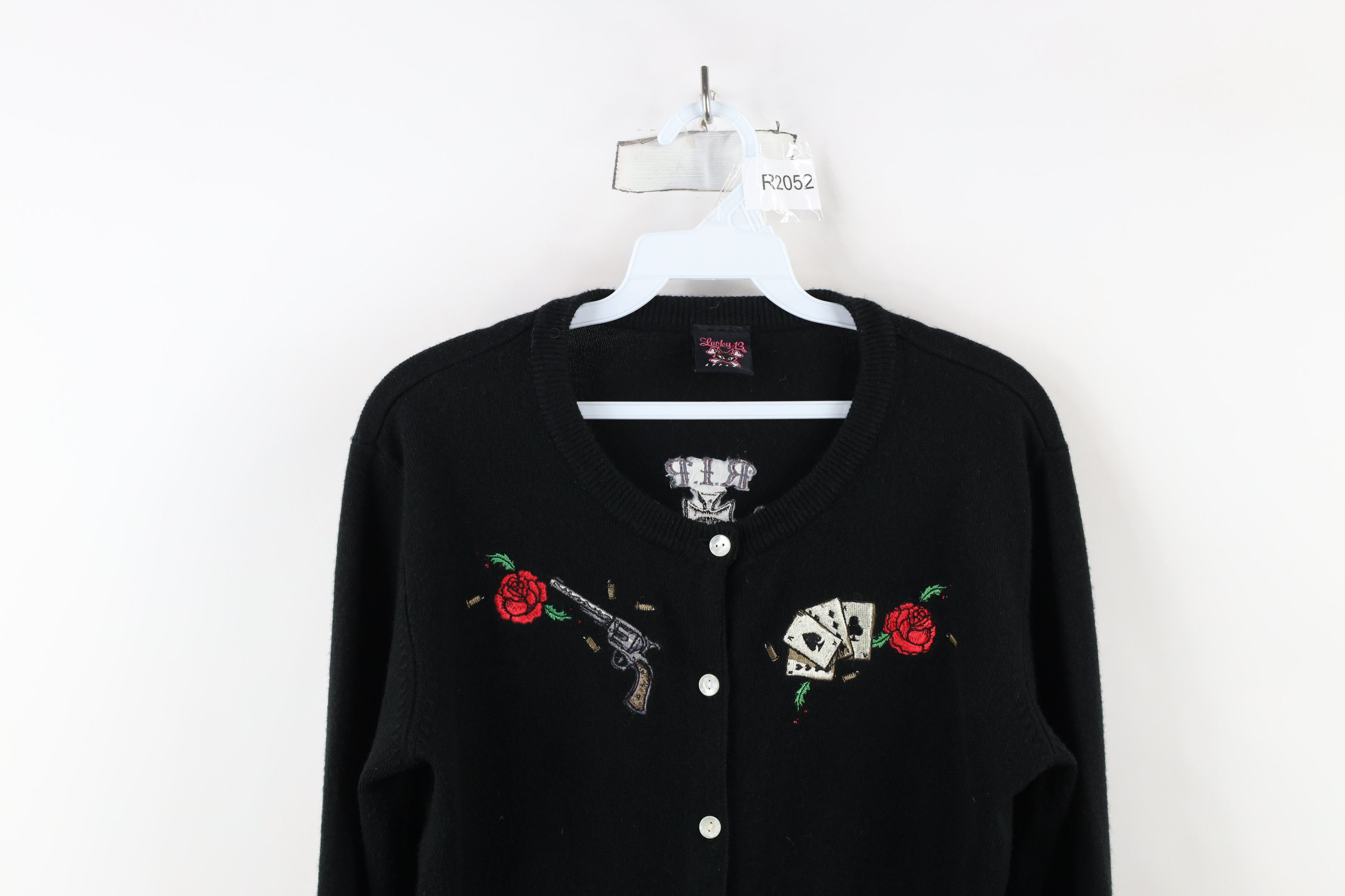 Vintage Vintage Y2K Rockabilly Soft Knit Cardigan Sweater Black Size XL / US 12-14 / IT 48-50 - 2 Thumbnail