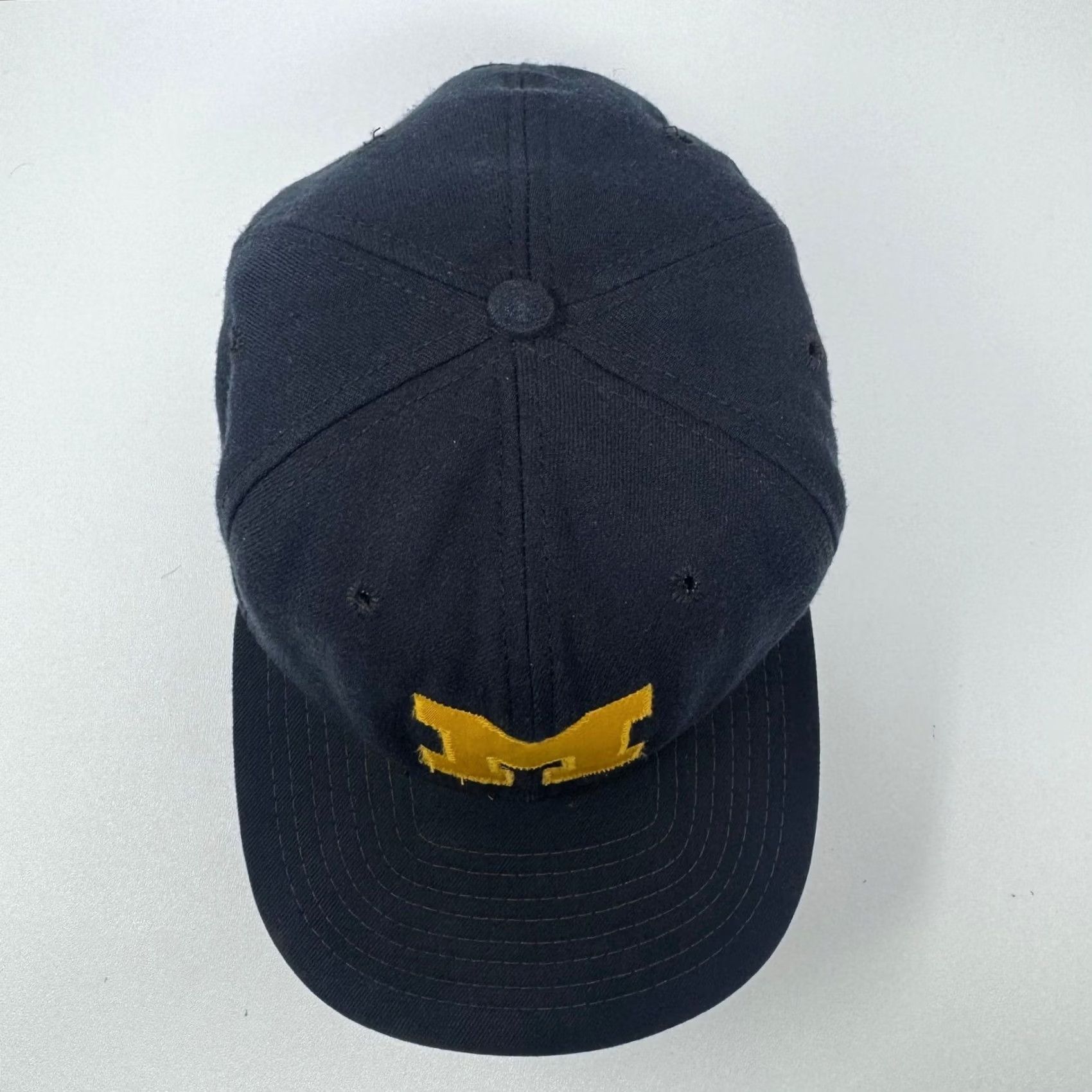 New Era VINTAGE New Era Hat Michigan Wolverines Snapback Navy Blue Wool Blend Adjustable Snapback 1990s Mens Boys Women Mens Size ONE SIZE - 6 Thumbnail