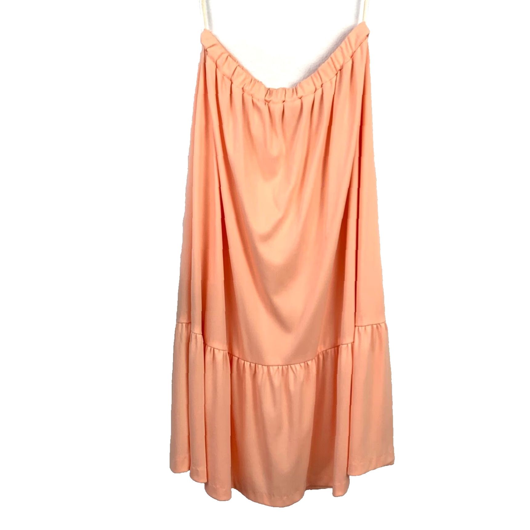 Vintage Vintage Peach Hippy Boho Off Shoulder Two-Piece Shirt Skirt Dress Outfit Size 18 Women Adults Sundress 1970s Holiday Casual United States Size XXS / US 00 / IT 34 - 4 Thumbnail