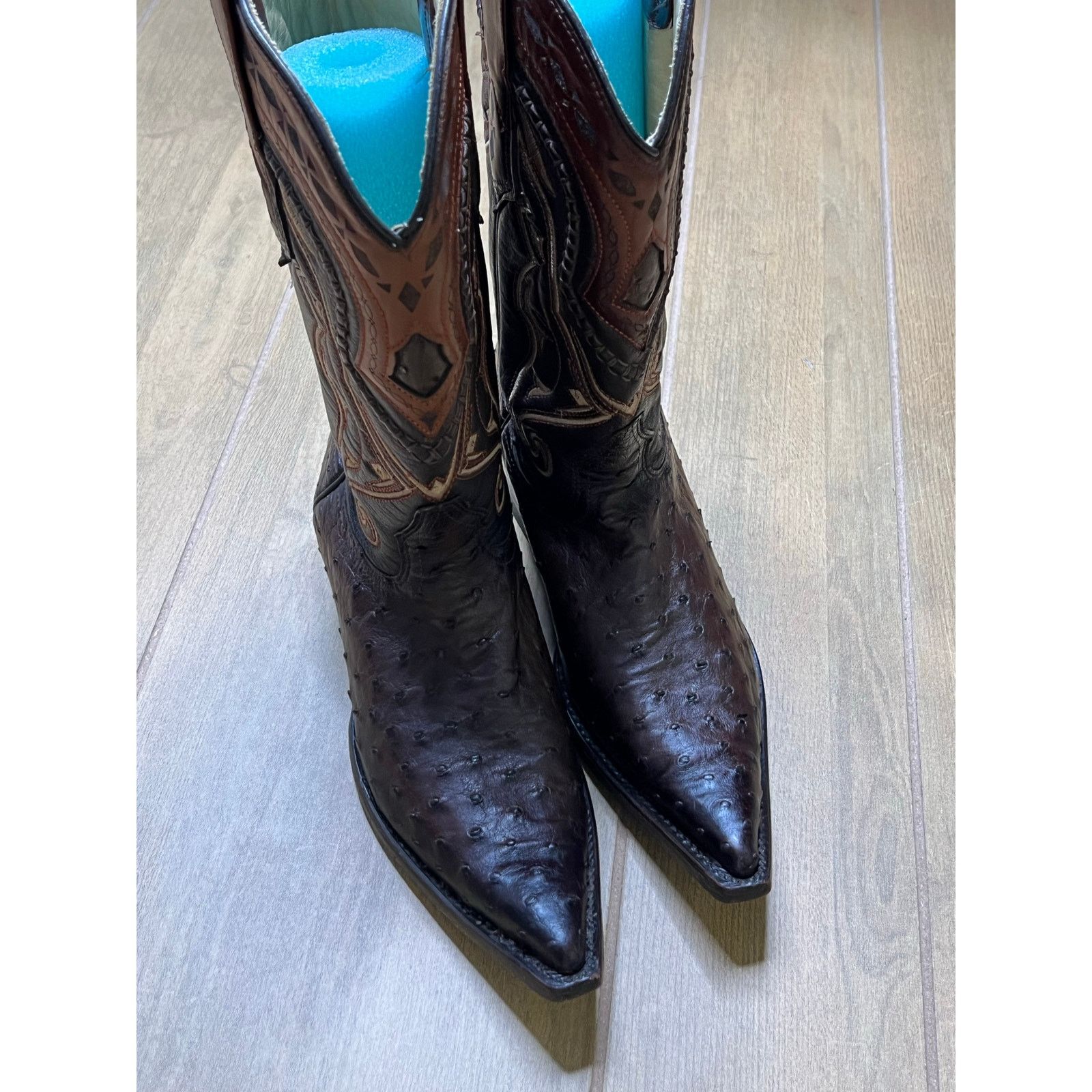 Los Altos Boots Los Altos Quill Ostrich Cowboy Boots Brown Leather Mens 7 EE Size US 7 / EU 40 - 21 Thumbnail