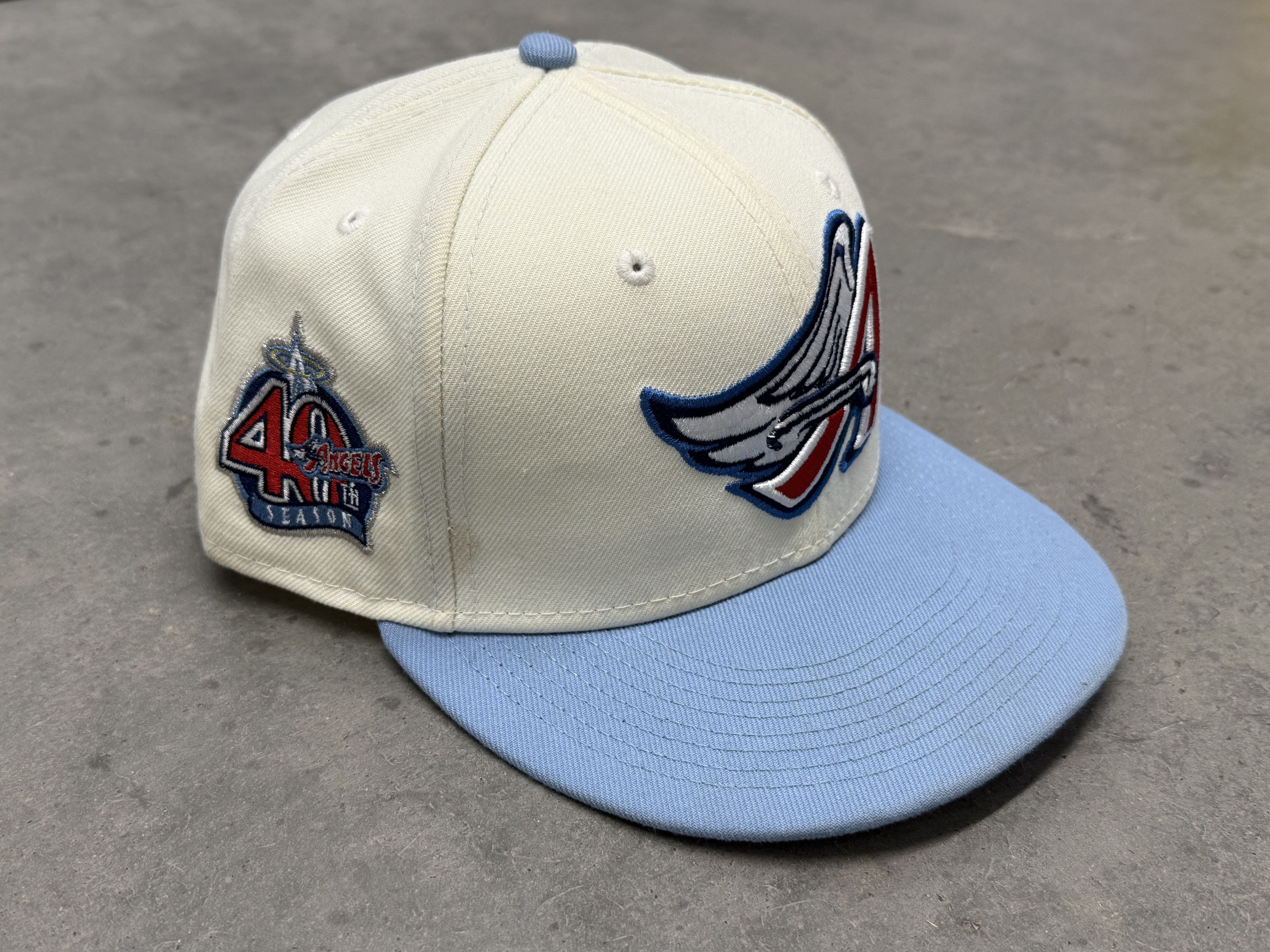 Hat Club 7 3/8 Anaheim Angels Cream Fitted Hat Club 40th Season Patch Size ONE SIZE - 1 Thumbnail