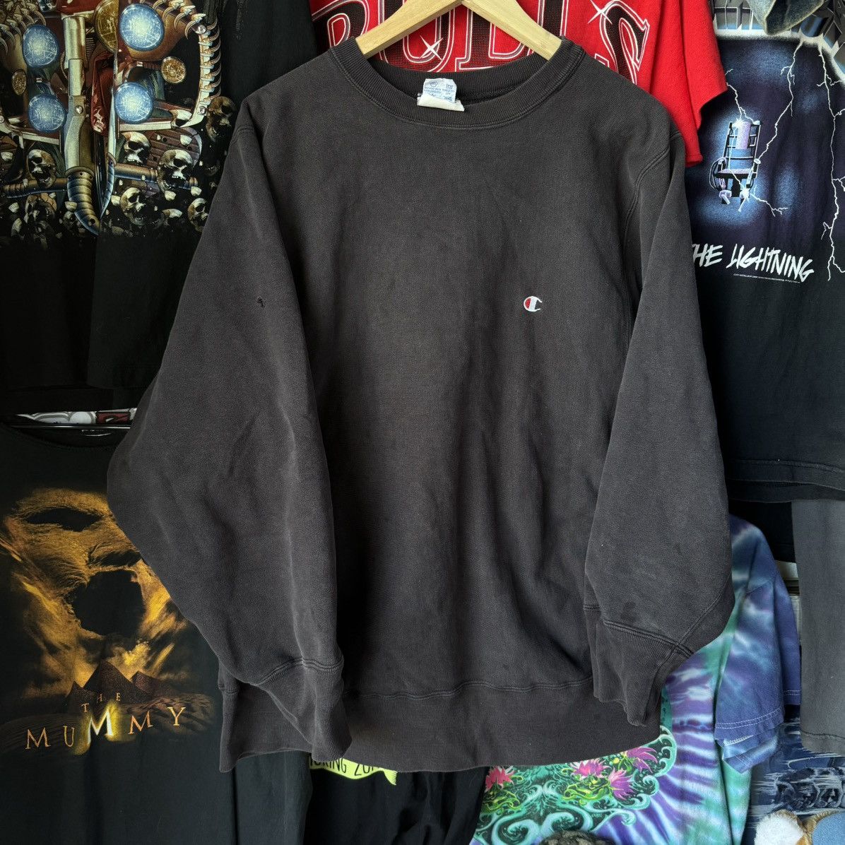Champion × Vintage 90s CHAMPION REVERSE WEAVE FADED BROWN VINTAGE SWEATSHIRT Size US XL / EU 56 / 4 - 6 Thumbnail
