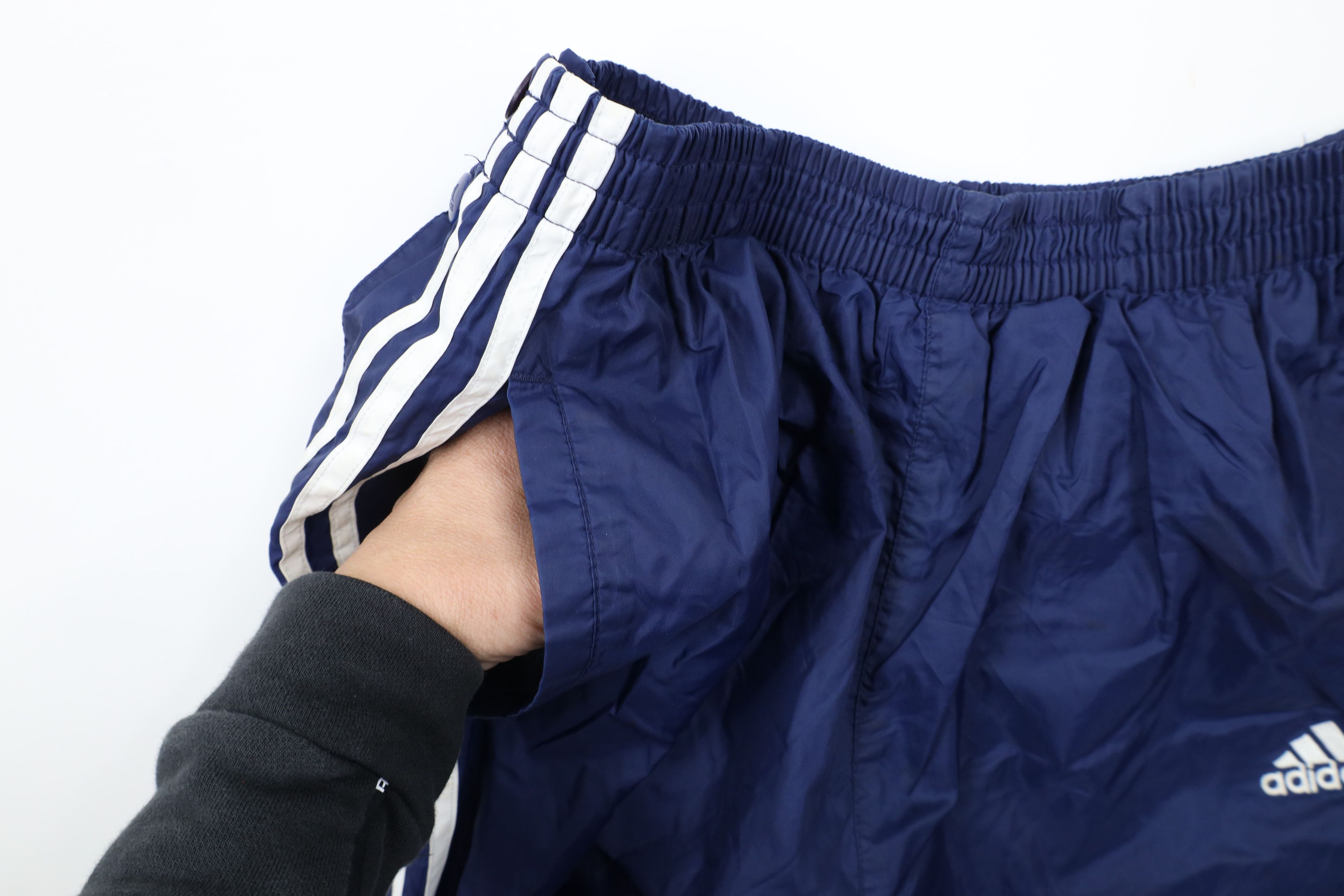 Adidas × Vintage Vintage 90s Adidas Spell Out Lined Tearaway Pants Blue Size US 34 / EU 50 - 8 Thumbnail
